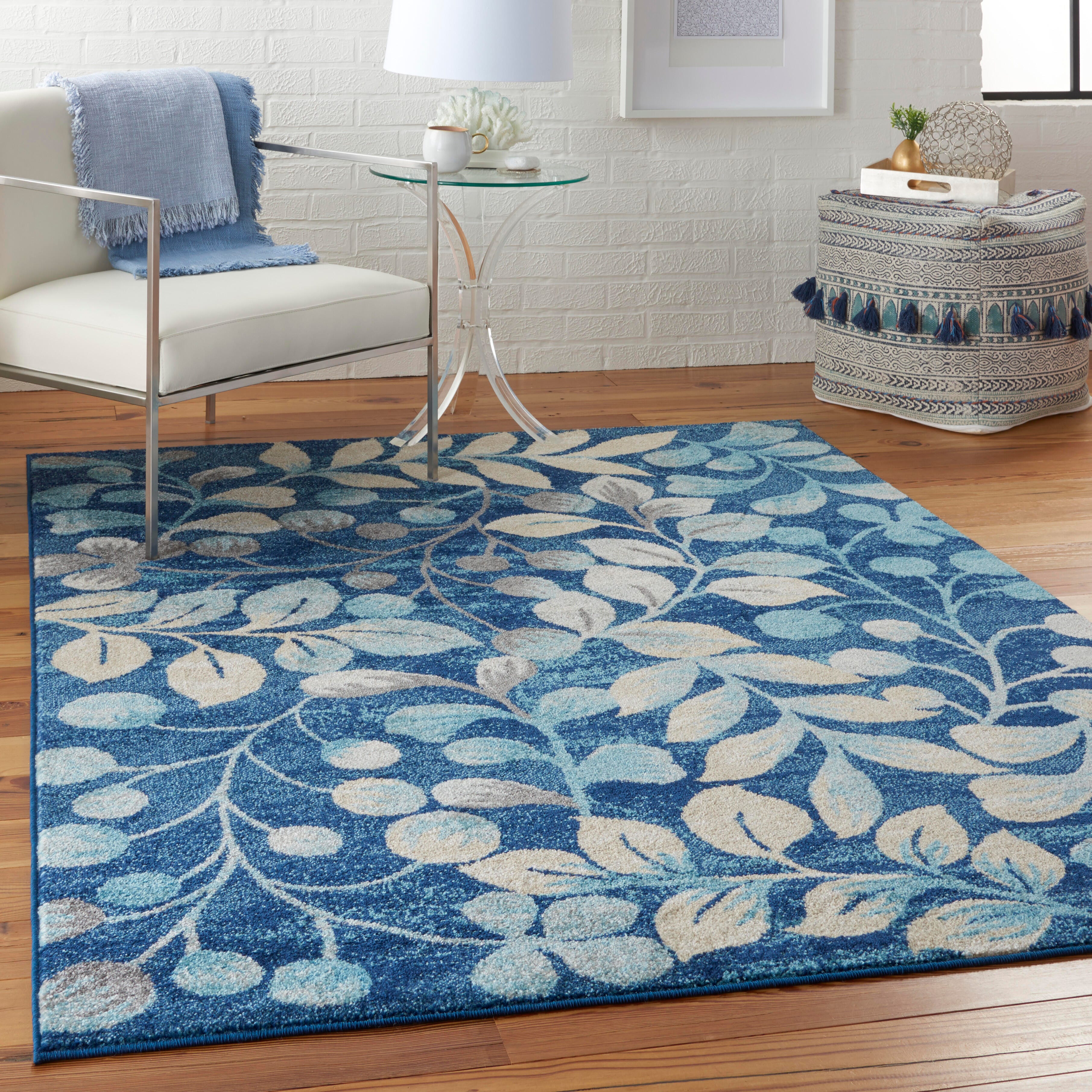Nourison Nourison Tranquil 4' x 6' Navy Farmhouse Indoor Rug, Navy, large