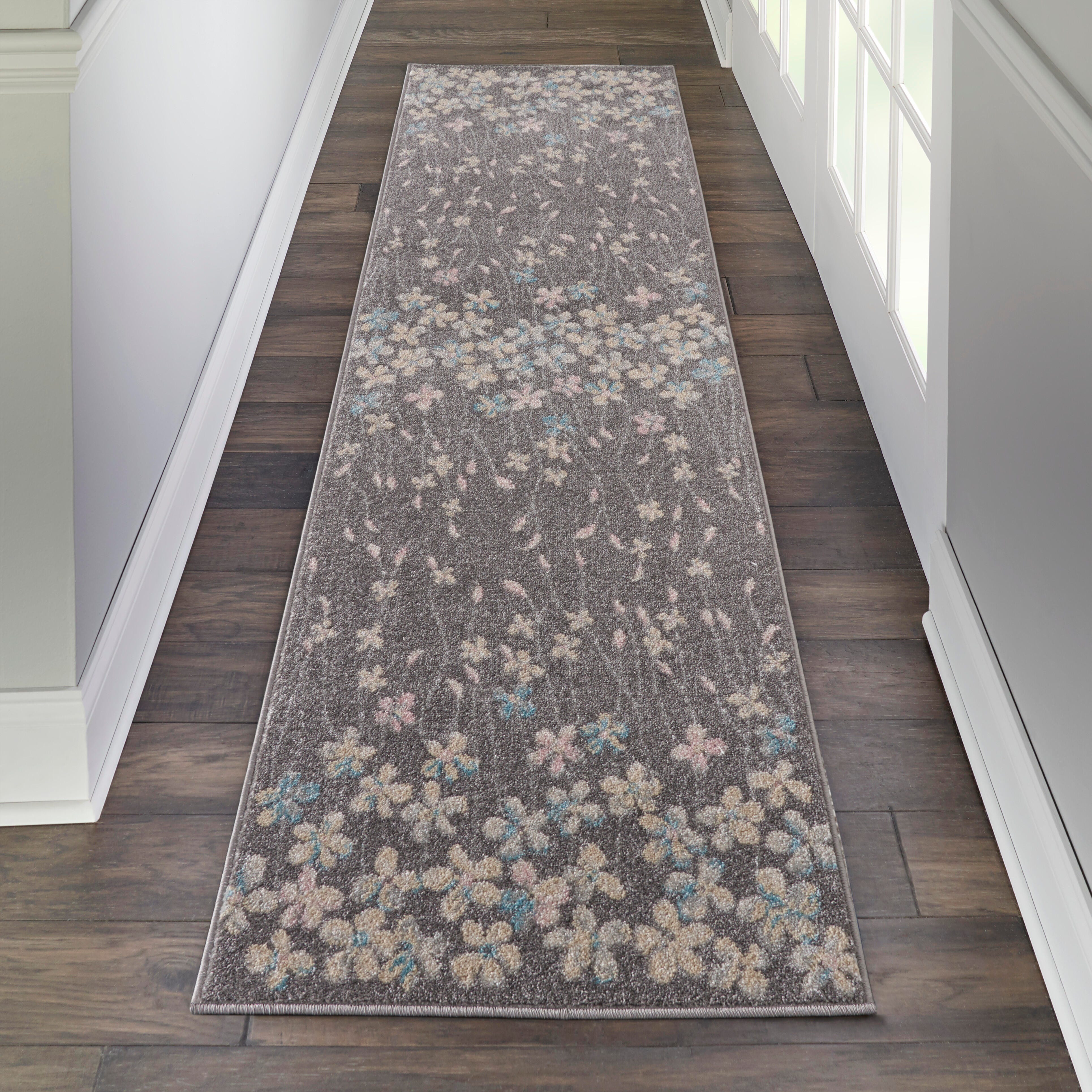 Nourison Nourison Tranquil 2'3" x 7'3" Grey/Beige Contemporary Indoor Rug, Gray/Beige, rollover