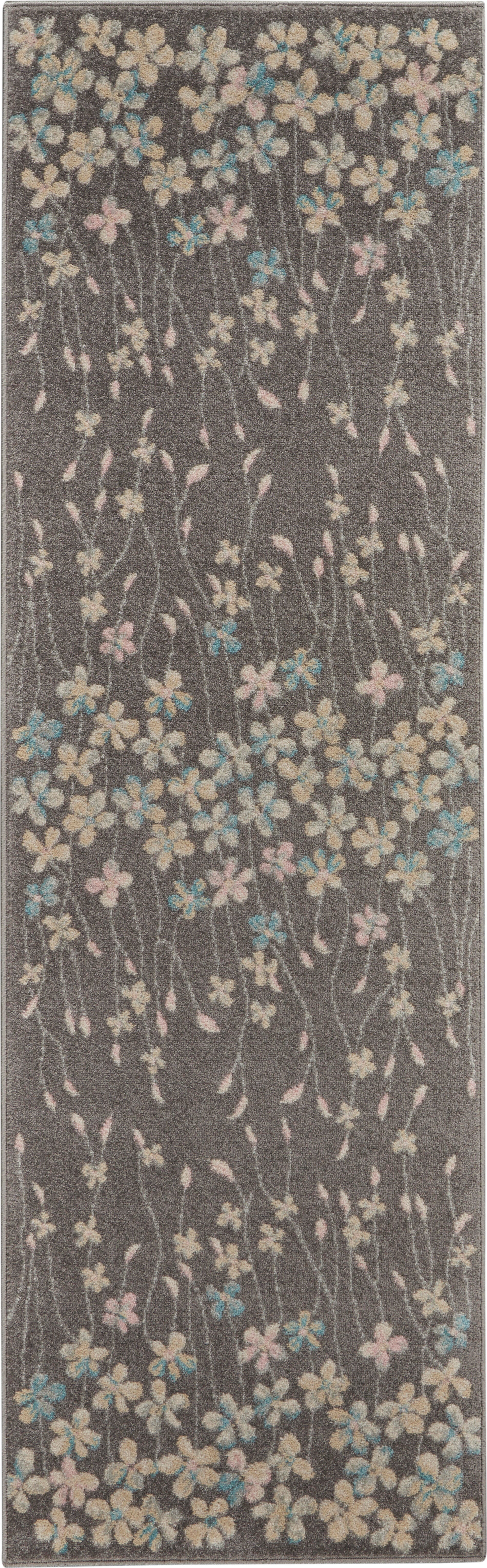 Nourison Nourison Tranquil 2'3" x 7'3" Grey/Beige Contemporary Indoor Rug, Gray/Beige, large