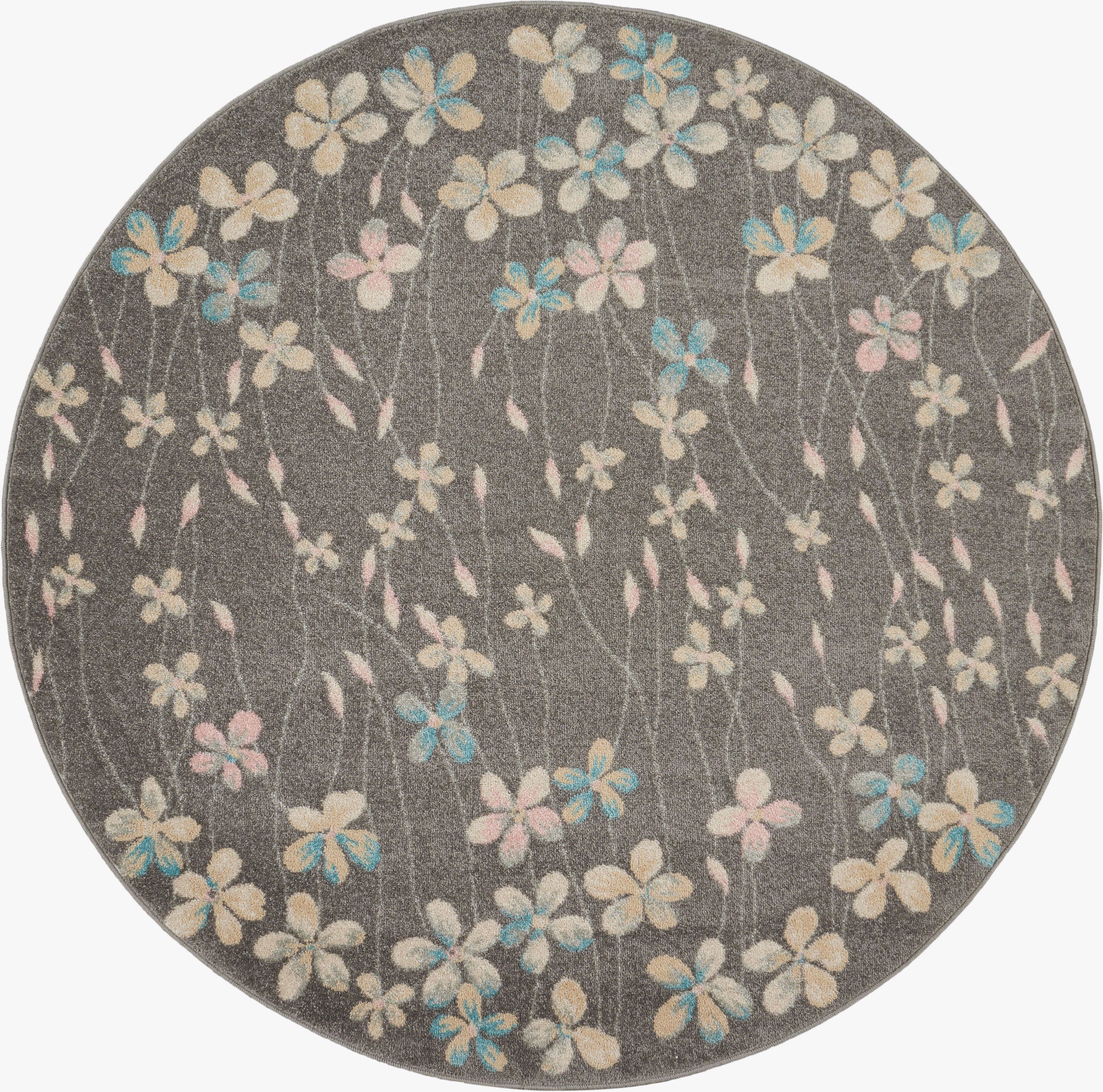 Nourison Nourison Tranquil 5'3" x ROUND Grey/Beige Contemporary Indoor Rug, Gray/Beige, large