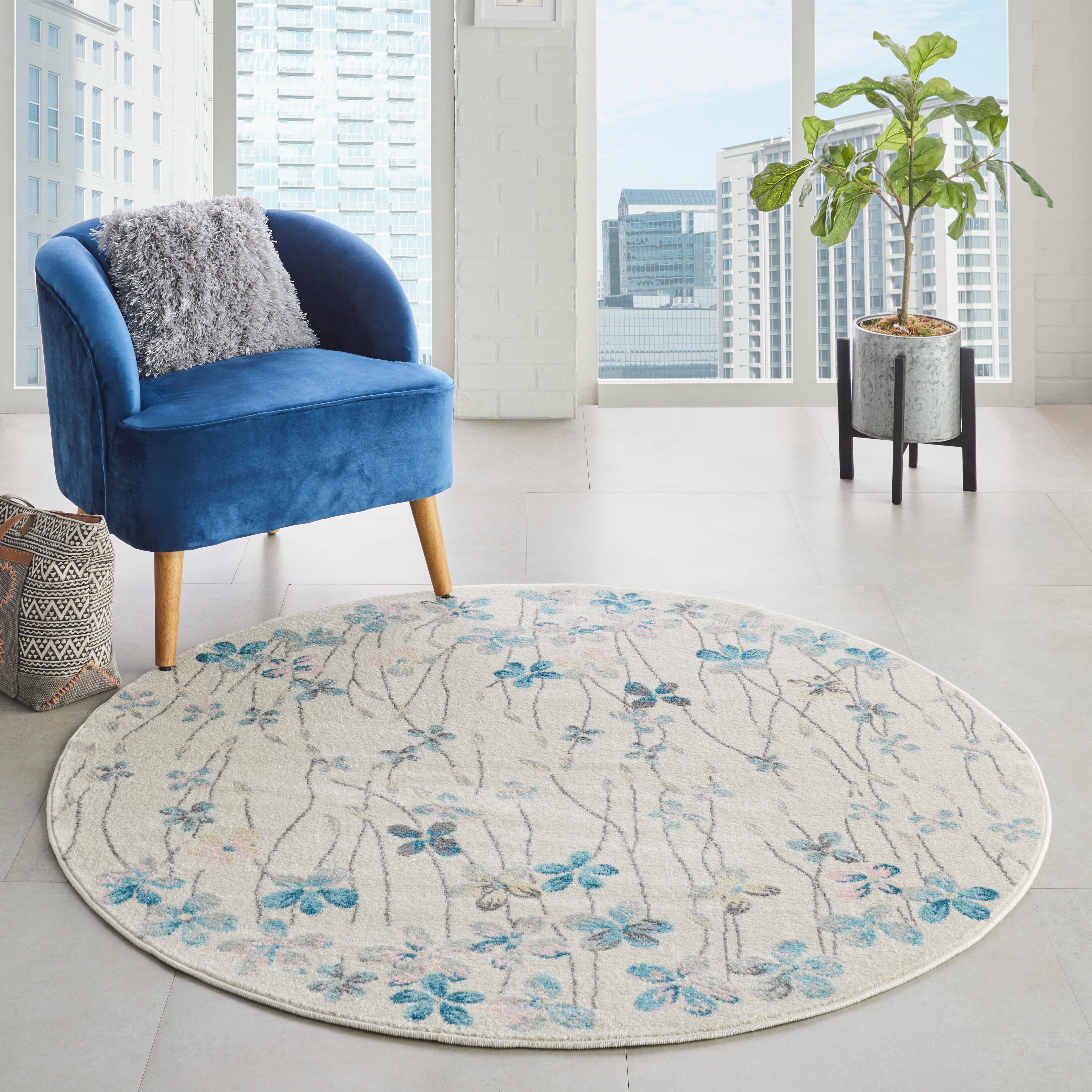 Nourison Nourison Tranquil 5'3" x ROUND Ivory Contemporary Indoor Rug, Ivory, rollover