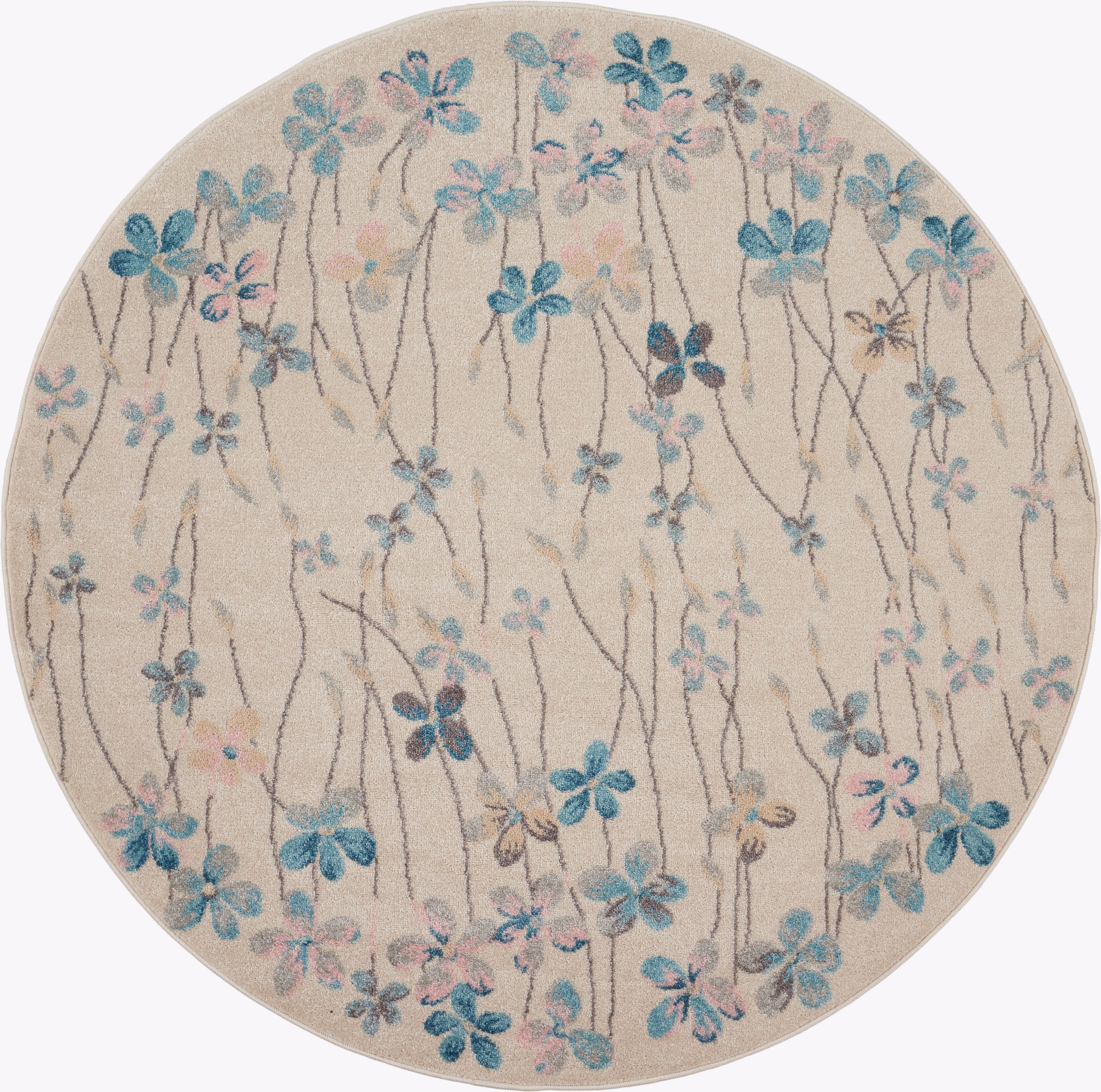 Nourison Nourison Tranquil 5'3" x ROUND Ivory Contemporary Indoor Rug, Ivory, large