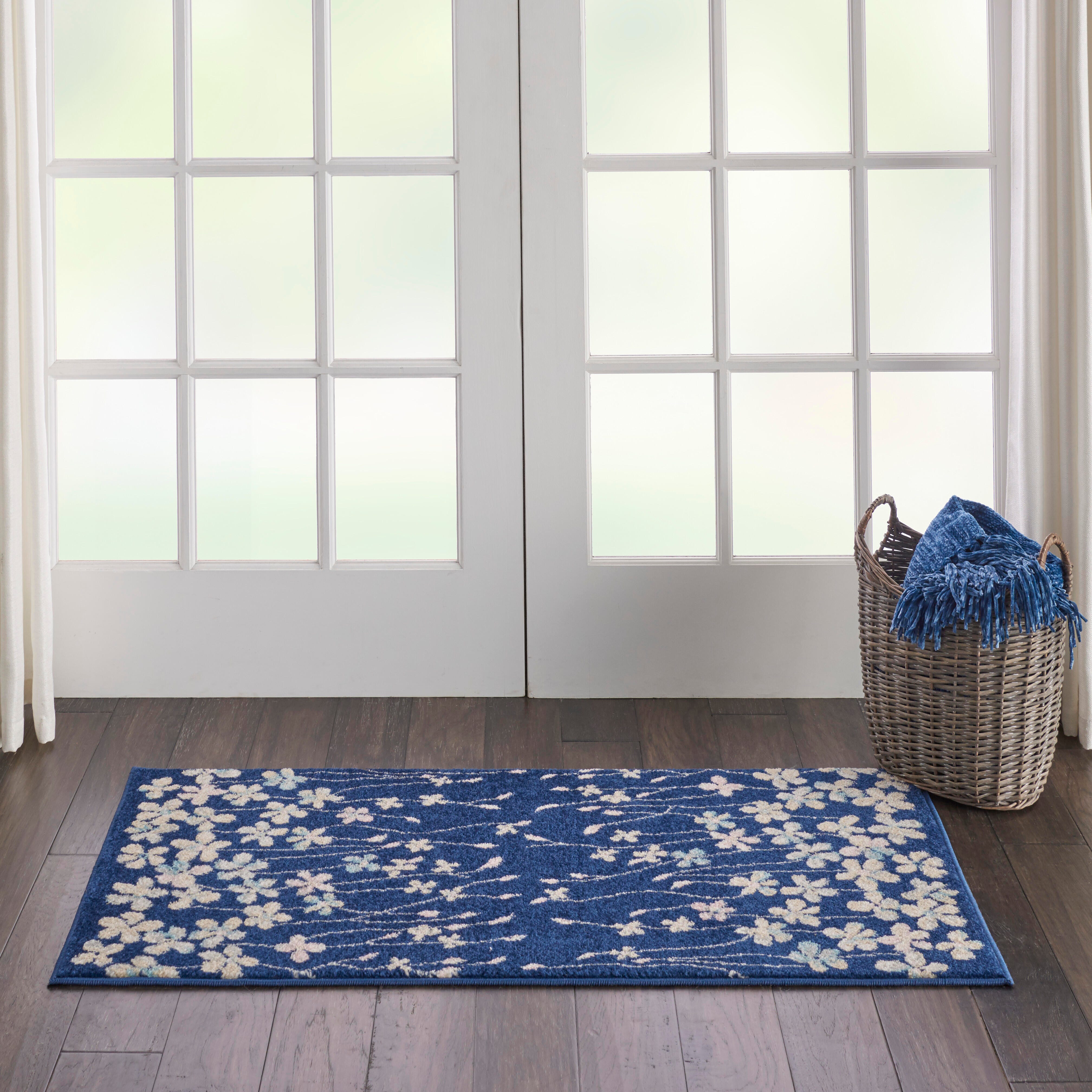 Nourison Nourison Tranquil 2' X 4' Navy Contemporary Indoor Rug, Navy, large