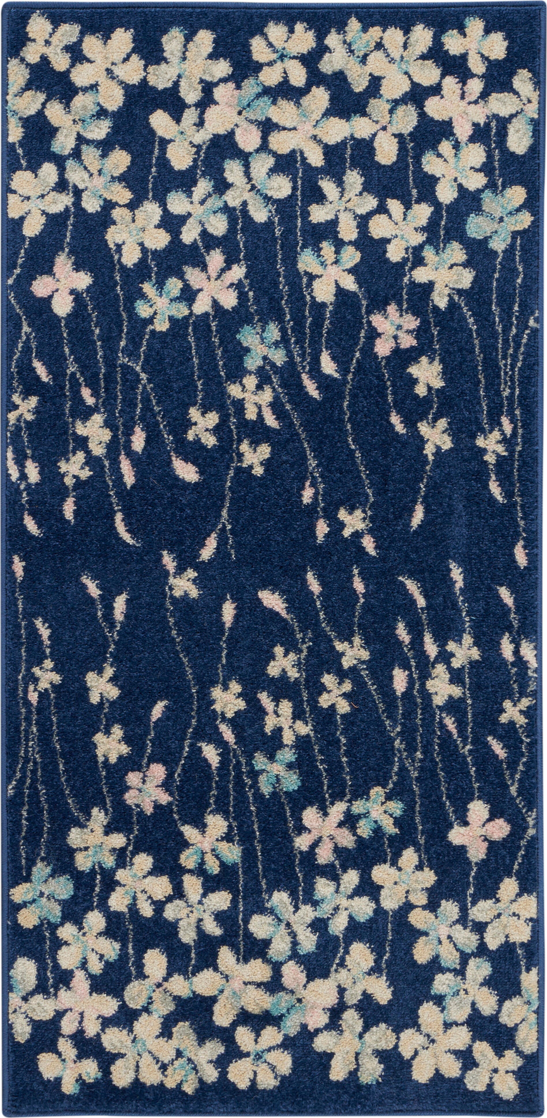 Nourison Nourison Tranquil 2' X 4' Navy Contemporary Indoor Rug, Navy, large