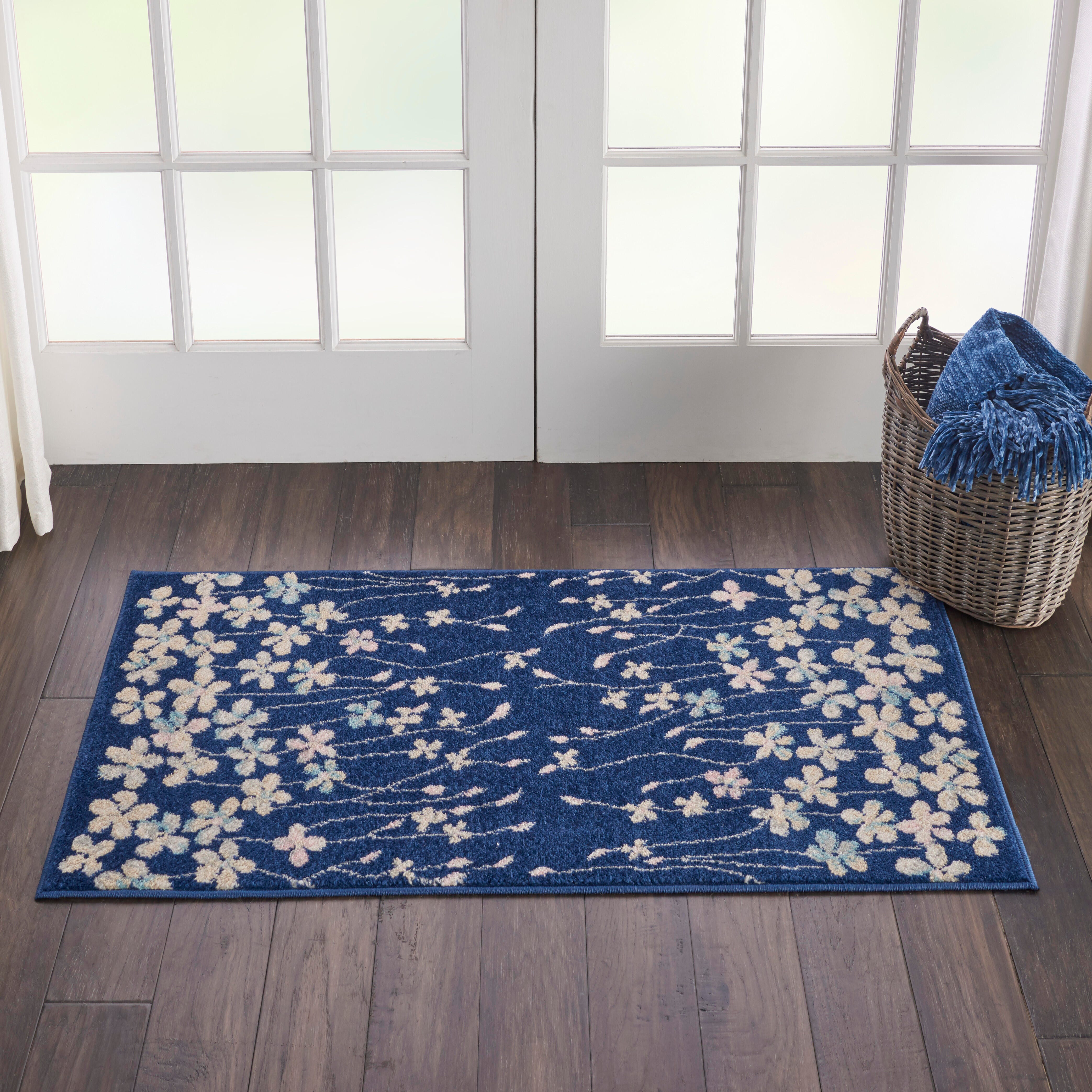 Nourison Nourison Tranquil 2' X 4' Navy Contemporary Indoor Rug, Navy, large
