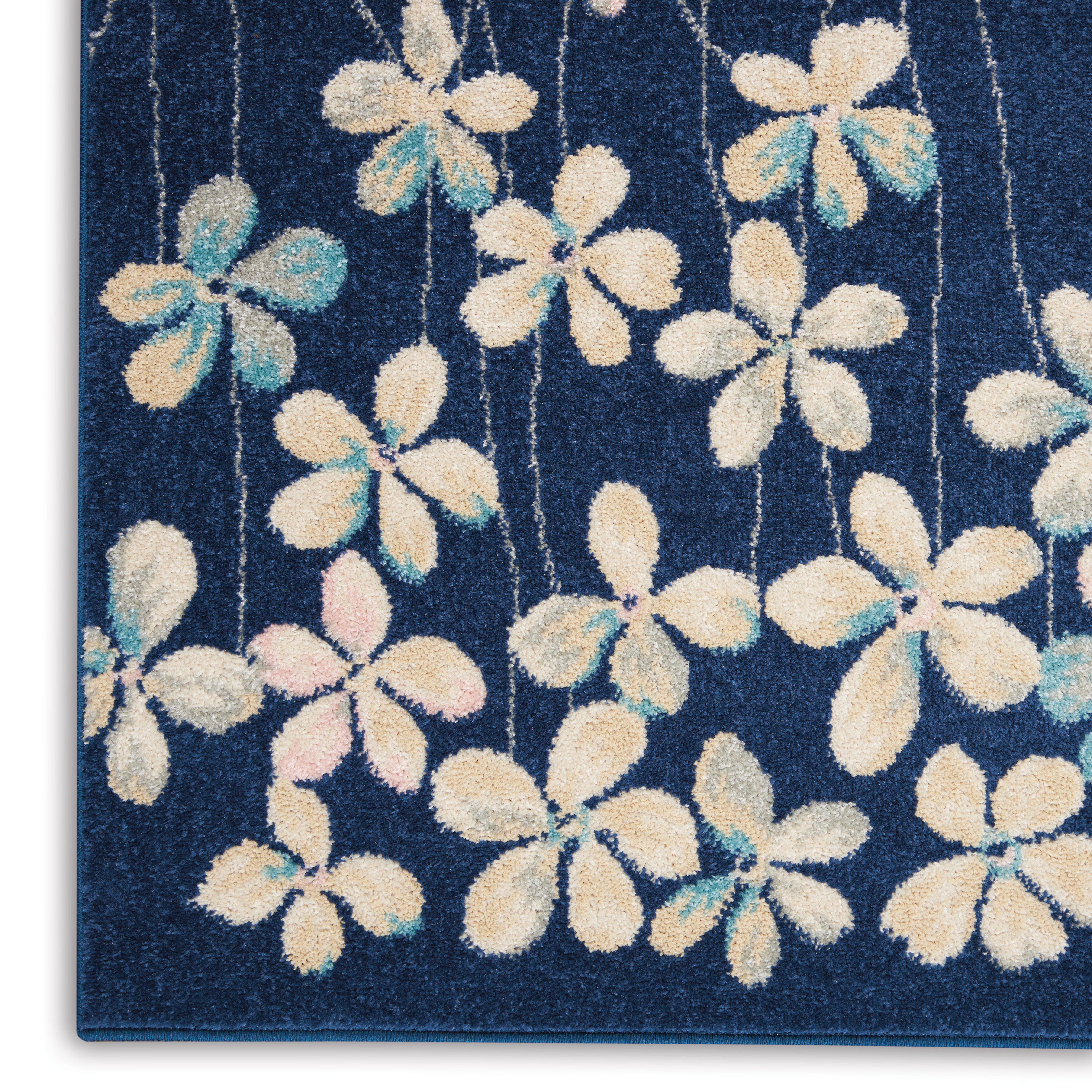 Nourison Nourison Tranquil 4' x 6' Navy Contemporary Indoor Rug, Navy, large