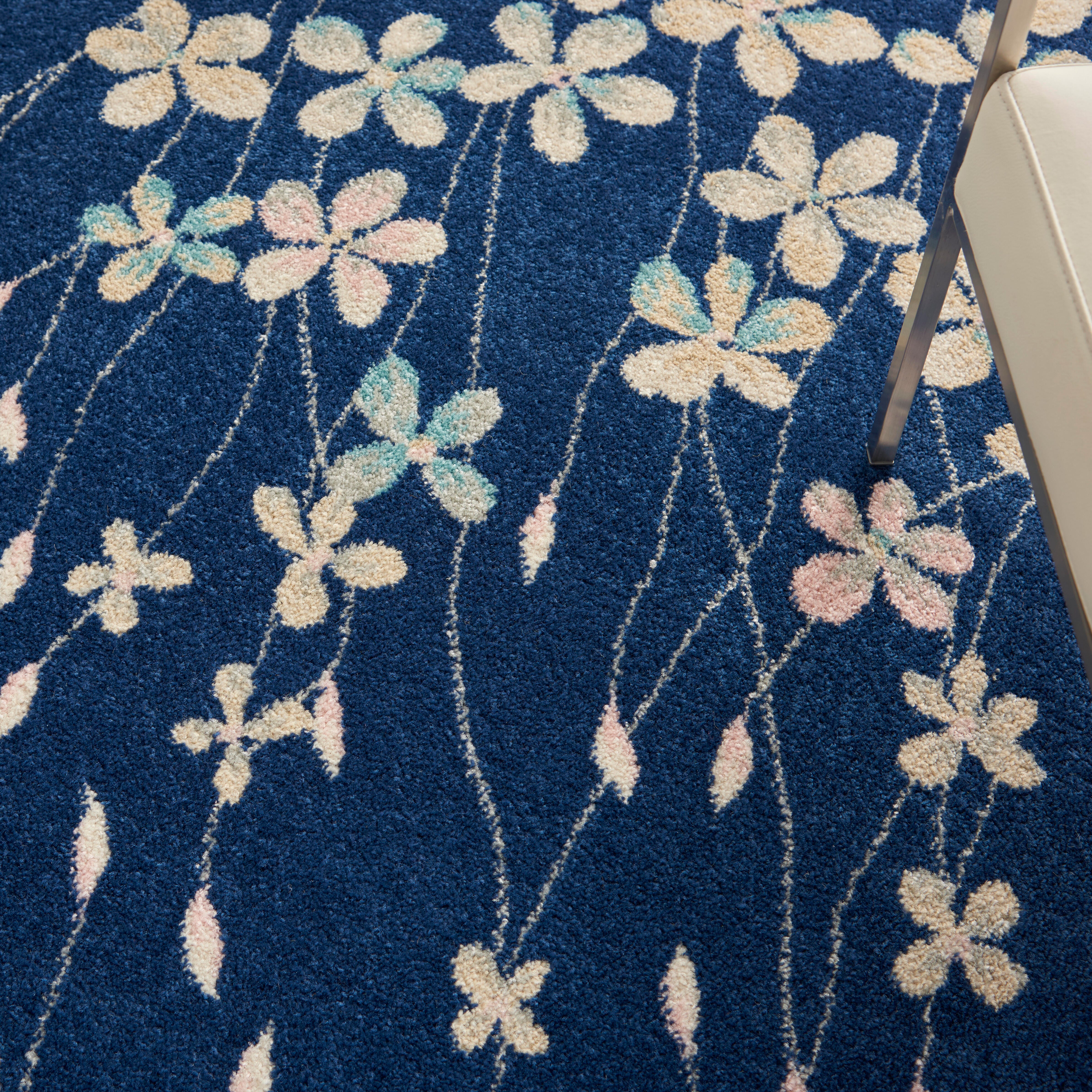 Nourison Nourison Tranquil 4' x 6' Navy Contemporary Indoor Rug, Navy, large
