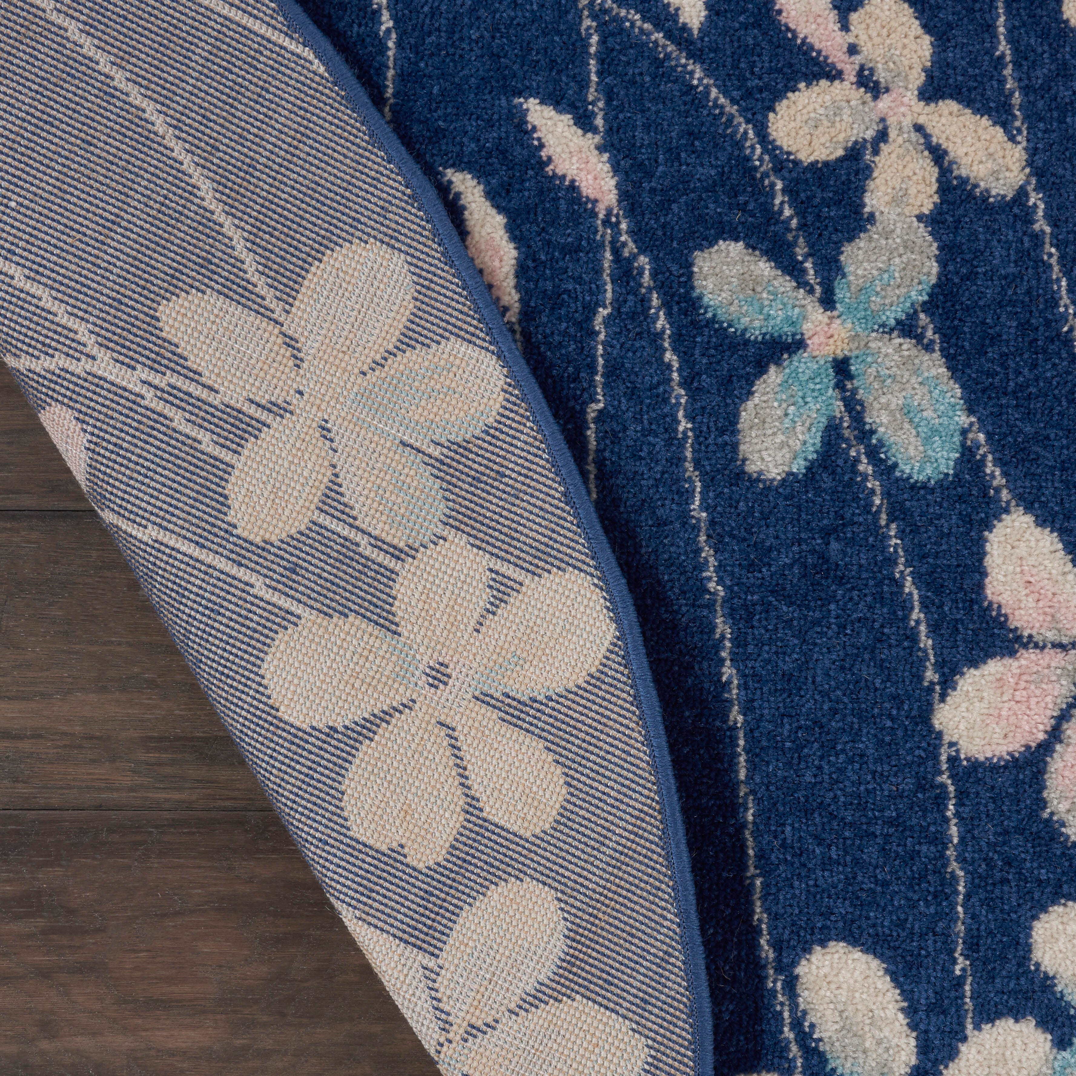 Nourison Nourison Tranquil 5'3" x ROUND Navy Contemporary Indoor Rug, Navy, large