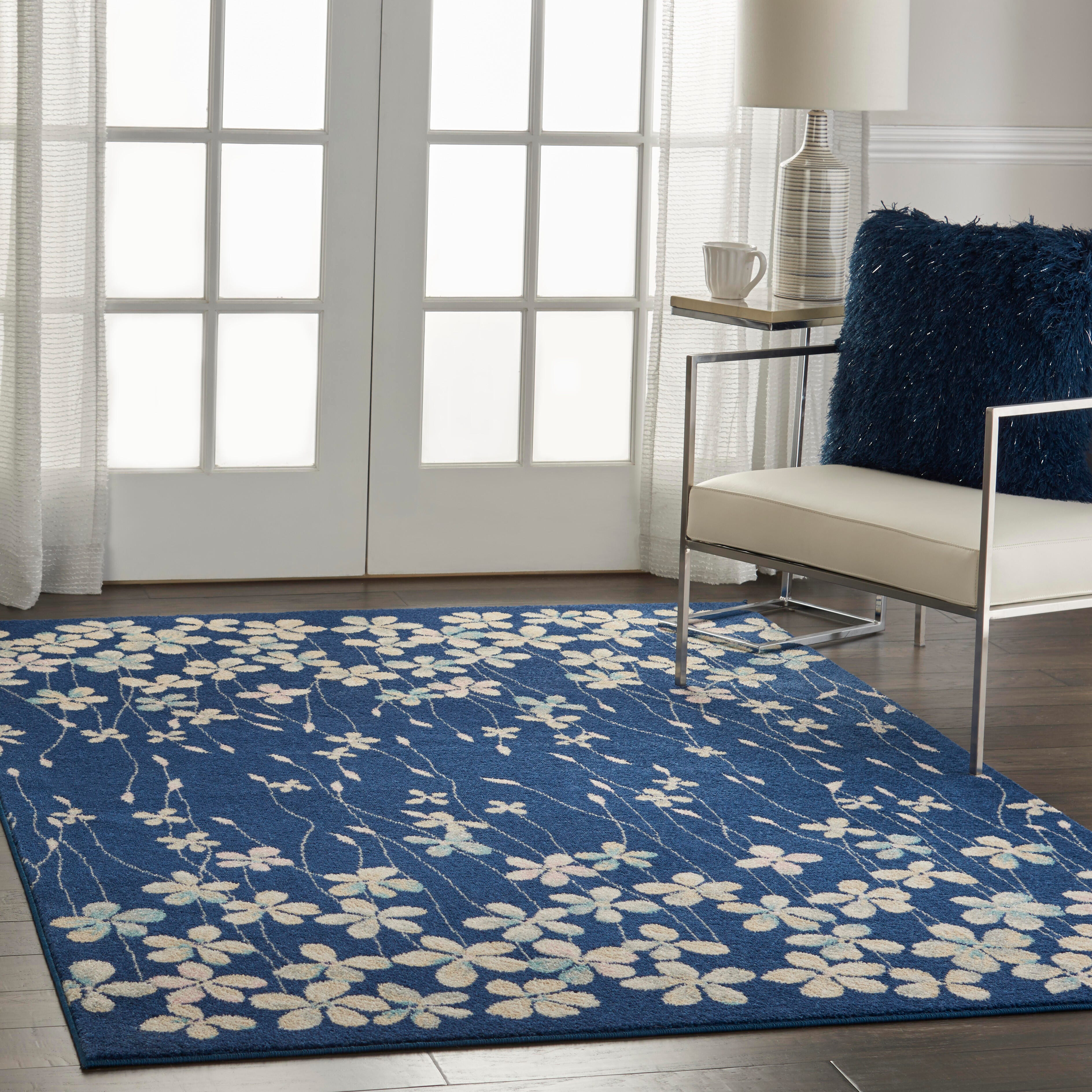 Nourison Nourison Tranquil 6' x 9' Navy Contemporary Indoor Rug, Navy, large