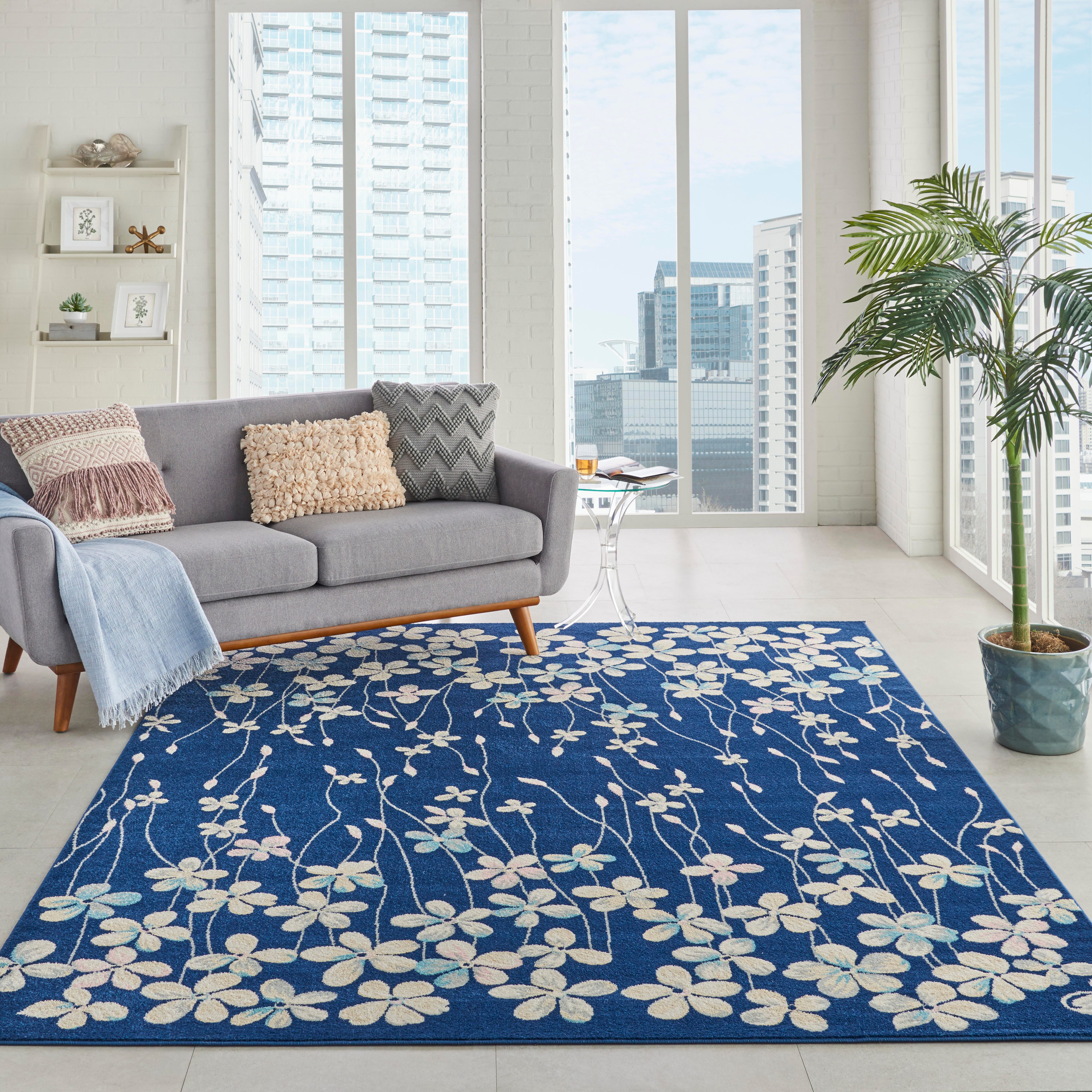 Nourison Nourison Tranquil 8' x 10' Navy Contemporary Indoor Rug, Navy, large