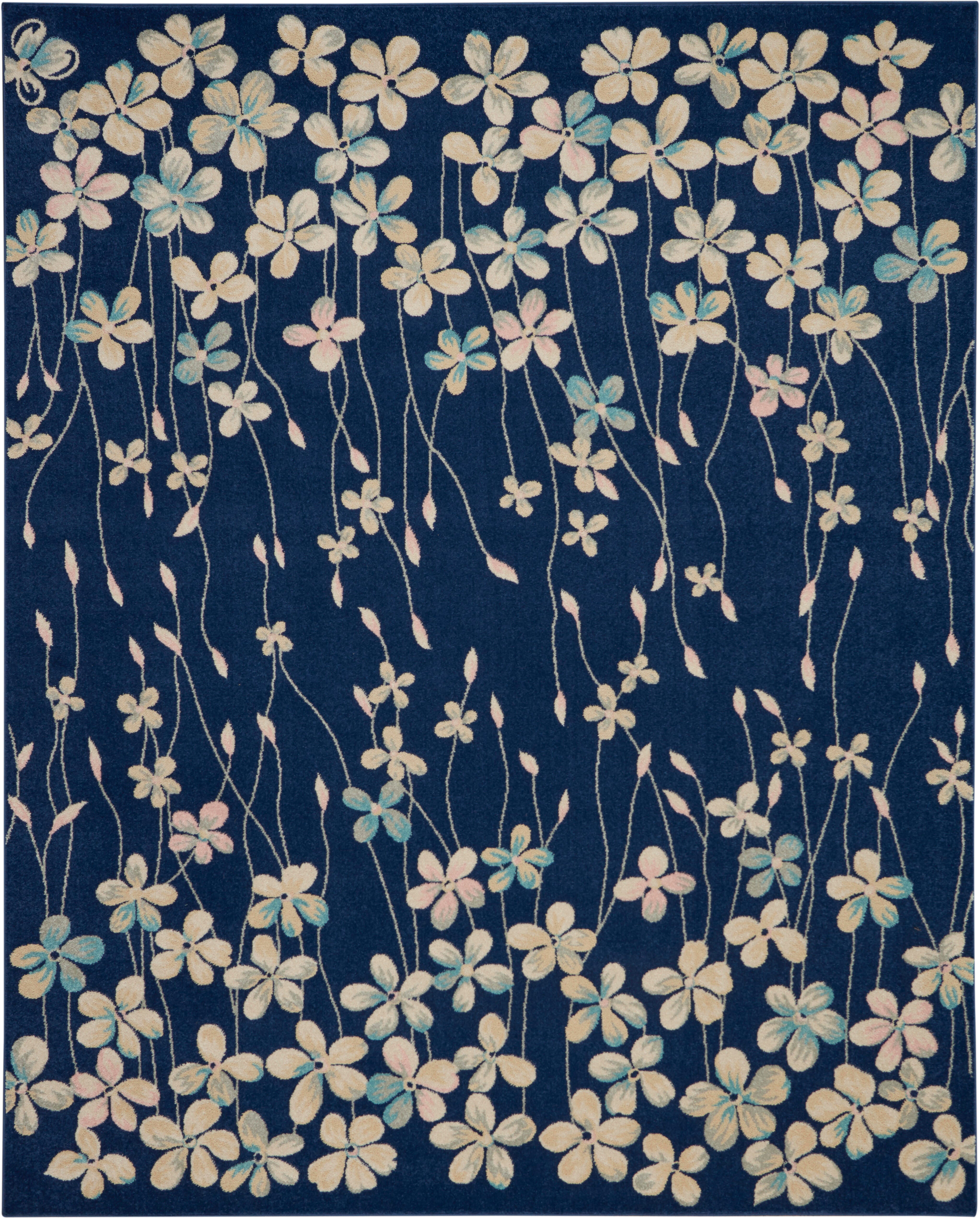 Nourison Nourison Tranquil 8' x 10' Navy Contemporary Indoor Rug, Navy, large