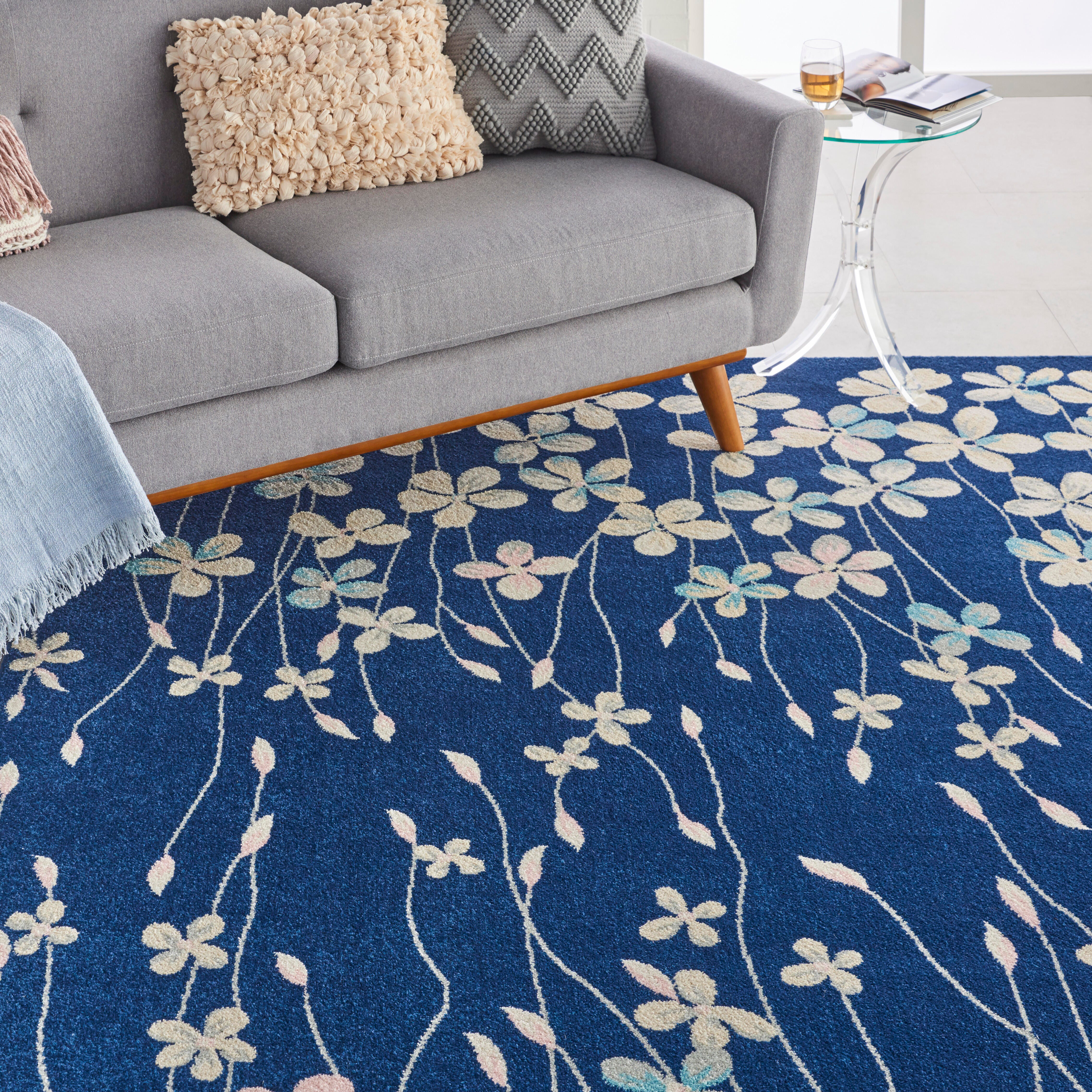Nourison Nourison Tranquil 8' x 10' Navy Contemporary Indoor Rug, Navy, large