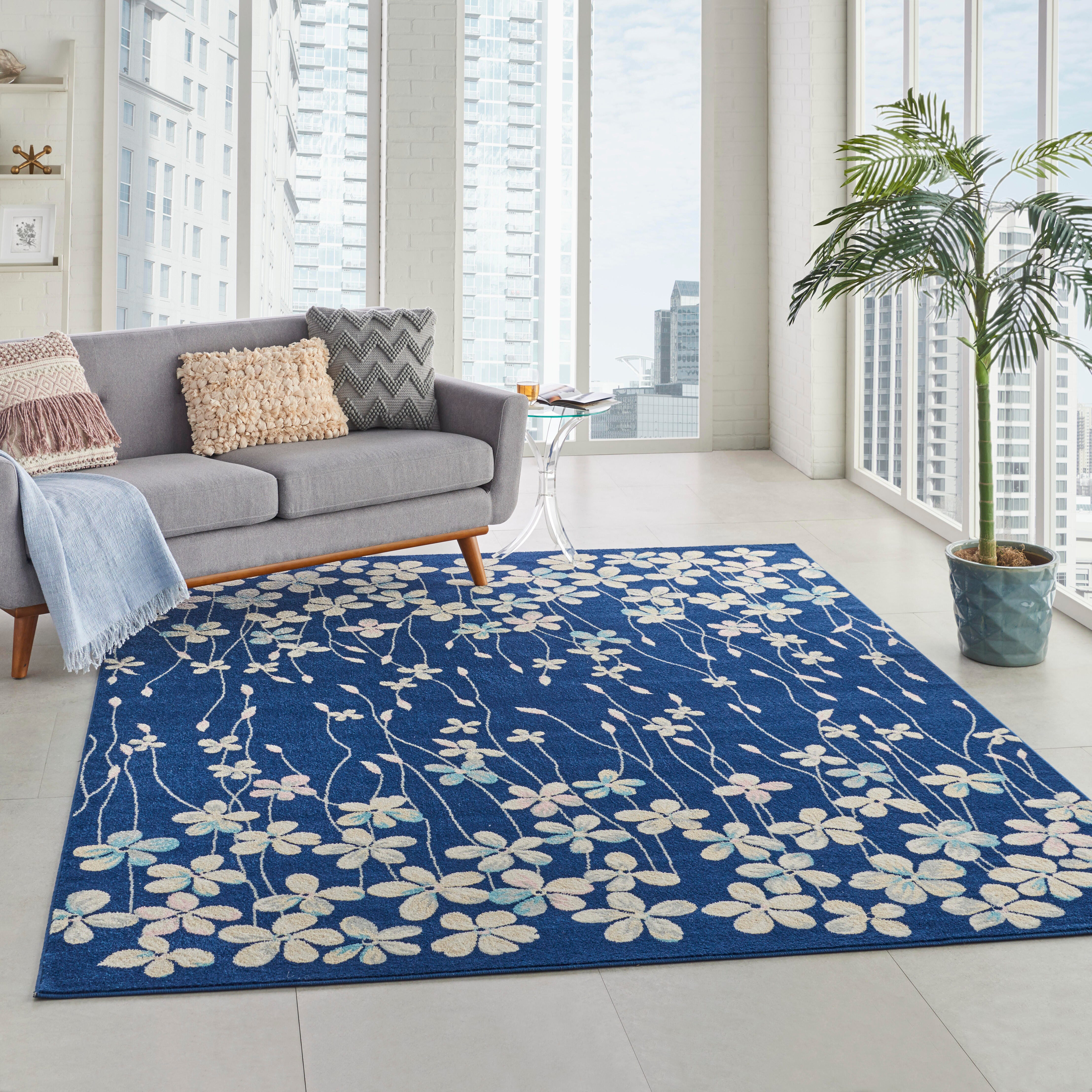 Nourison Nourison Tranquil 8' x 10' Navy Contemporary Indoor Rug, Navy, large