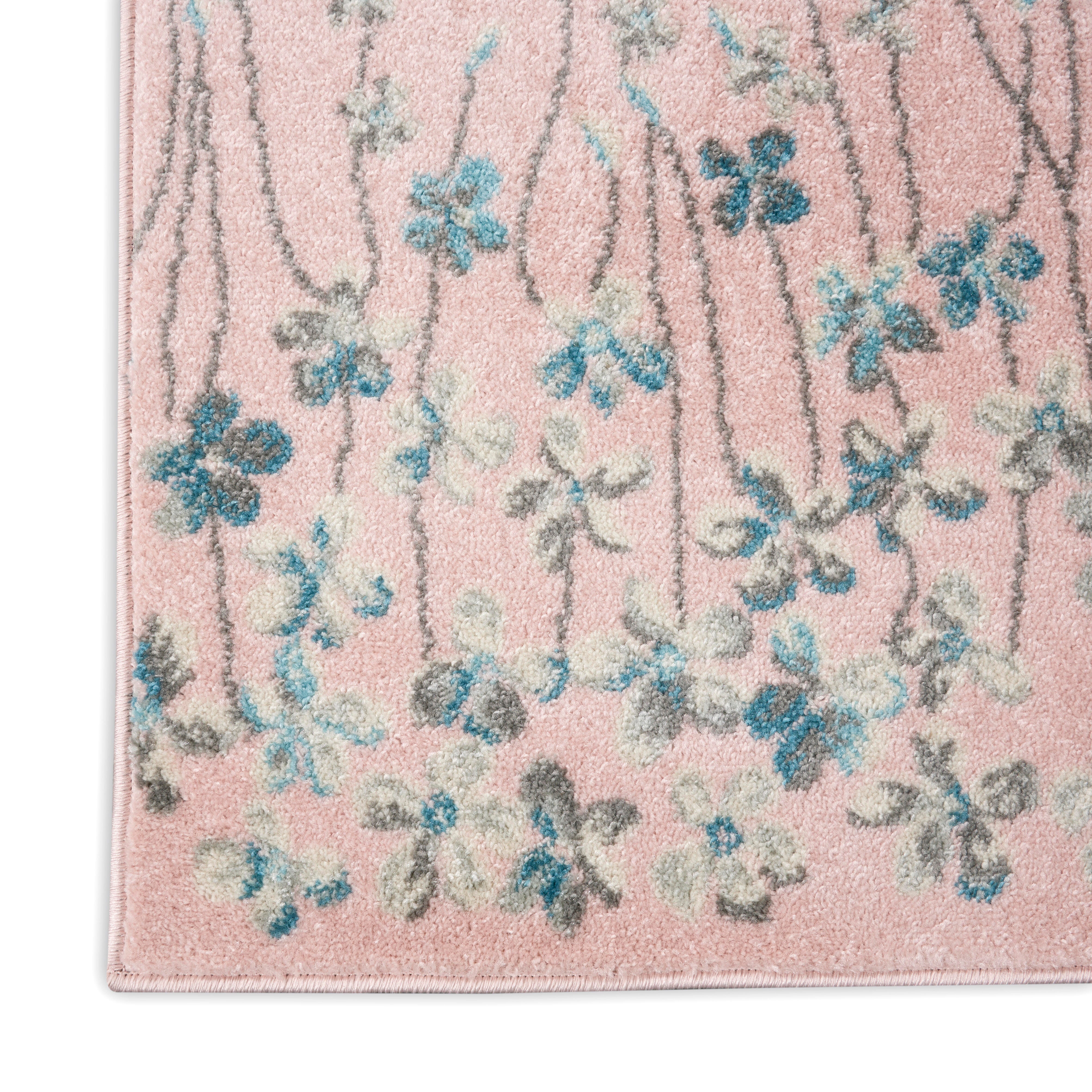 Nourison Nourison Tranquil 2'3" x 7'3" Pink Contemporary Indoor Rug, Pink, large