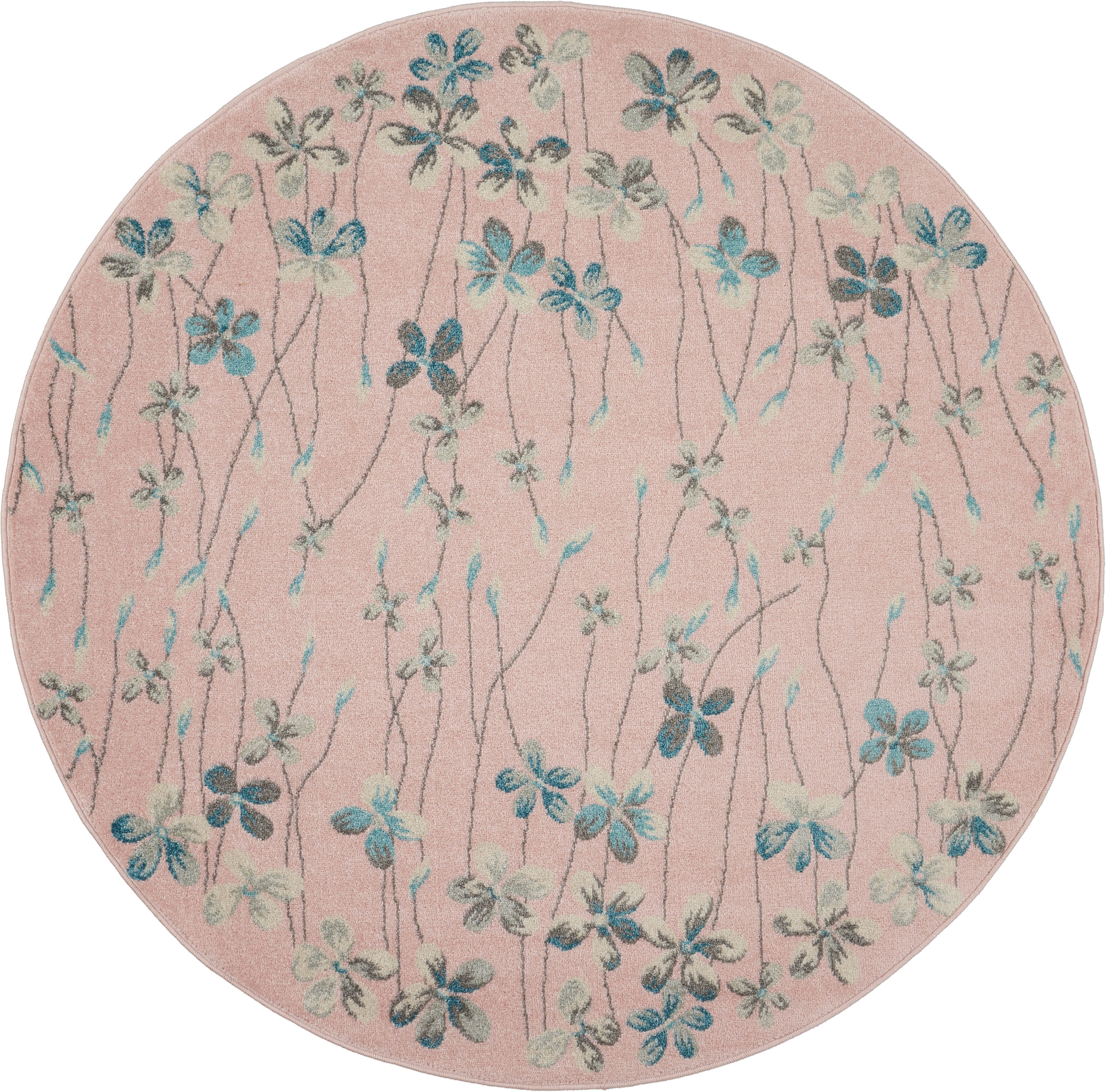 Nourison Nourison Tranquil 5'3" x ROUND Pink Contemporary Indoor Rug, Pink, large