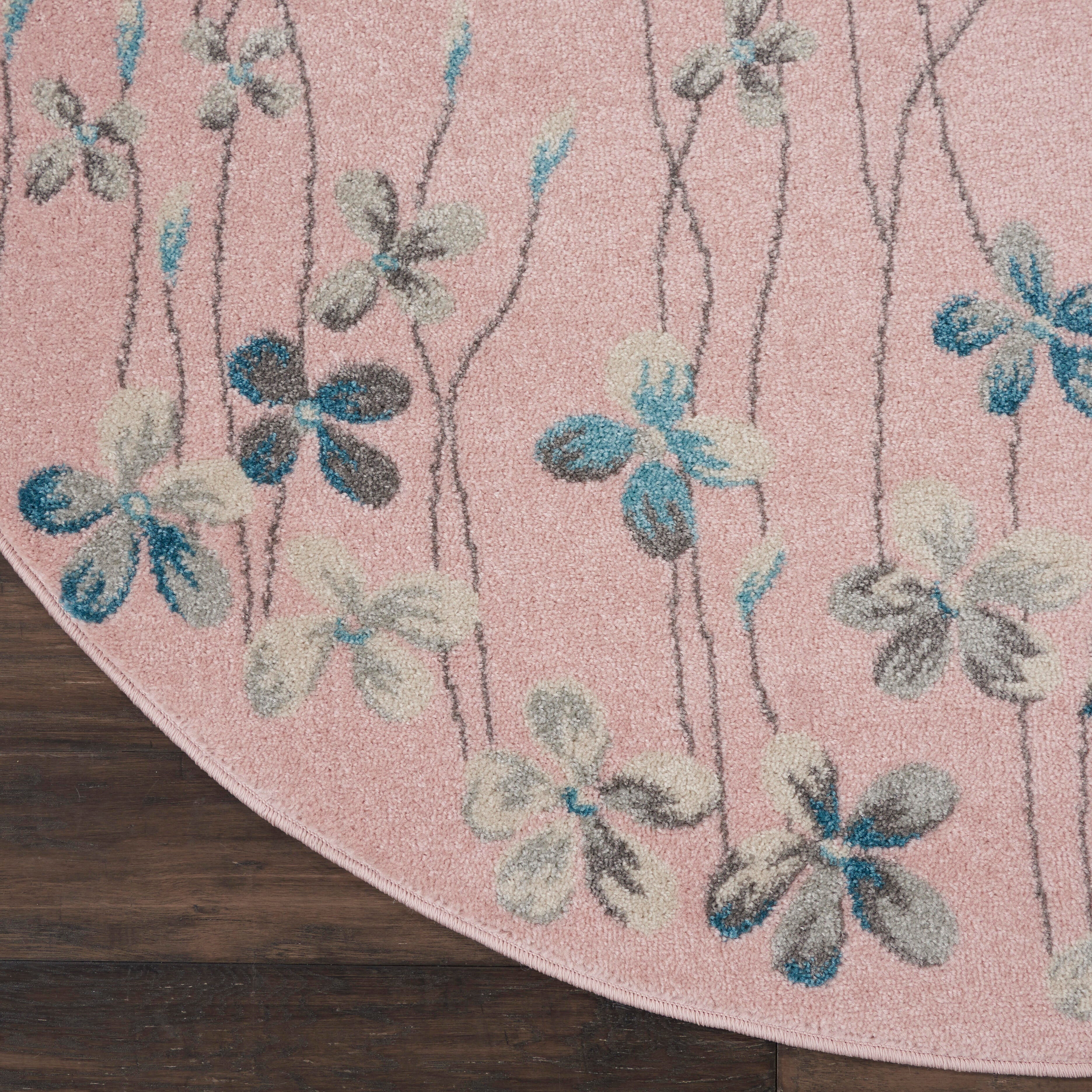 Nourison Nourison Tranquil 5'3" x ROUND Pink Contemporary Indoor Rug, Pink, large