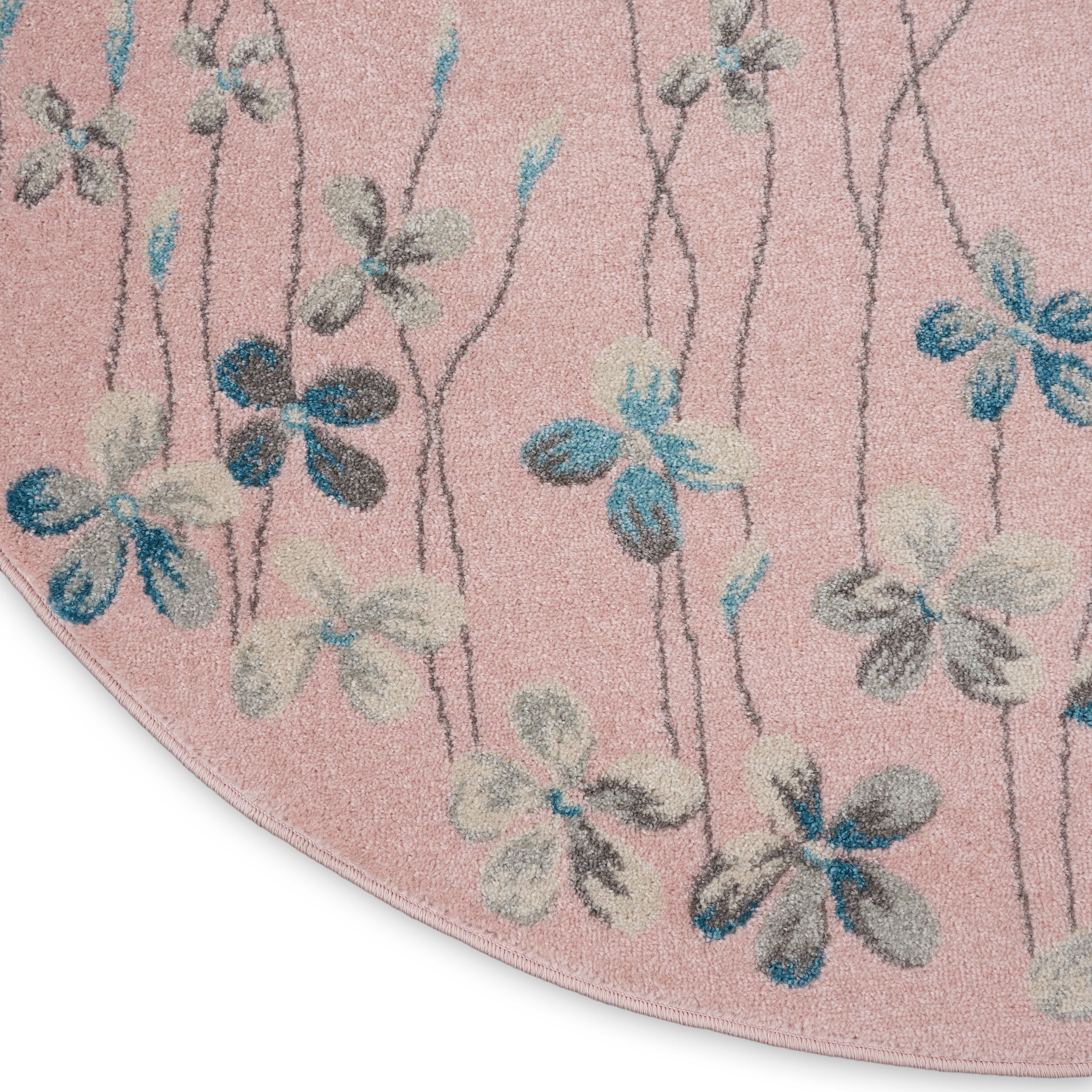 Nourison Nourison Tranquil 5'3" x ROUND Pink Contemporary Indoor Rug, Pink, large