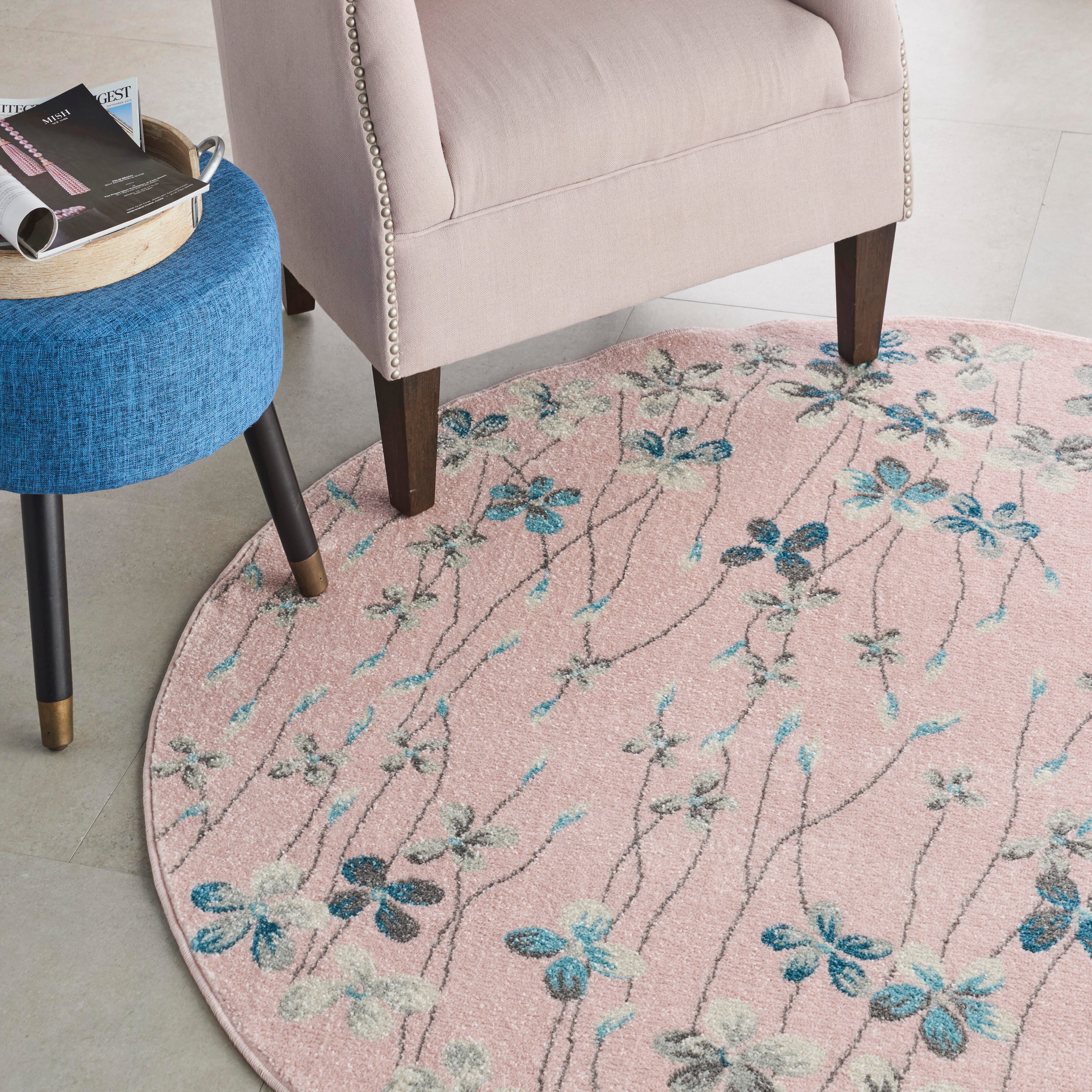 Nourison Nourison Tranquil 5'3" x ROUND Pink Contemporary Indoor Rug, Pink, large