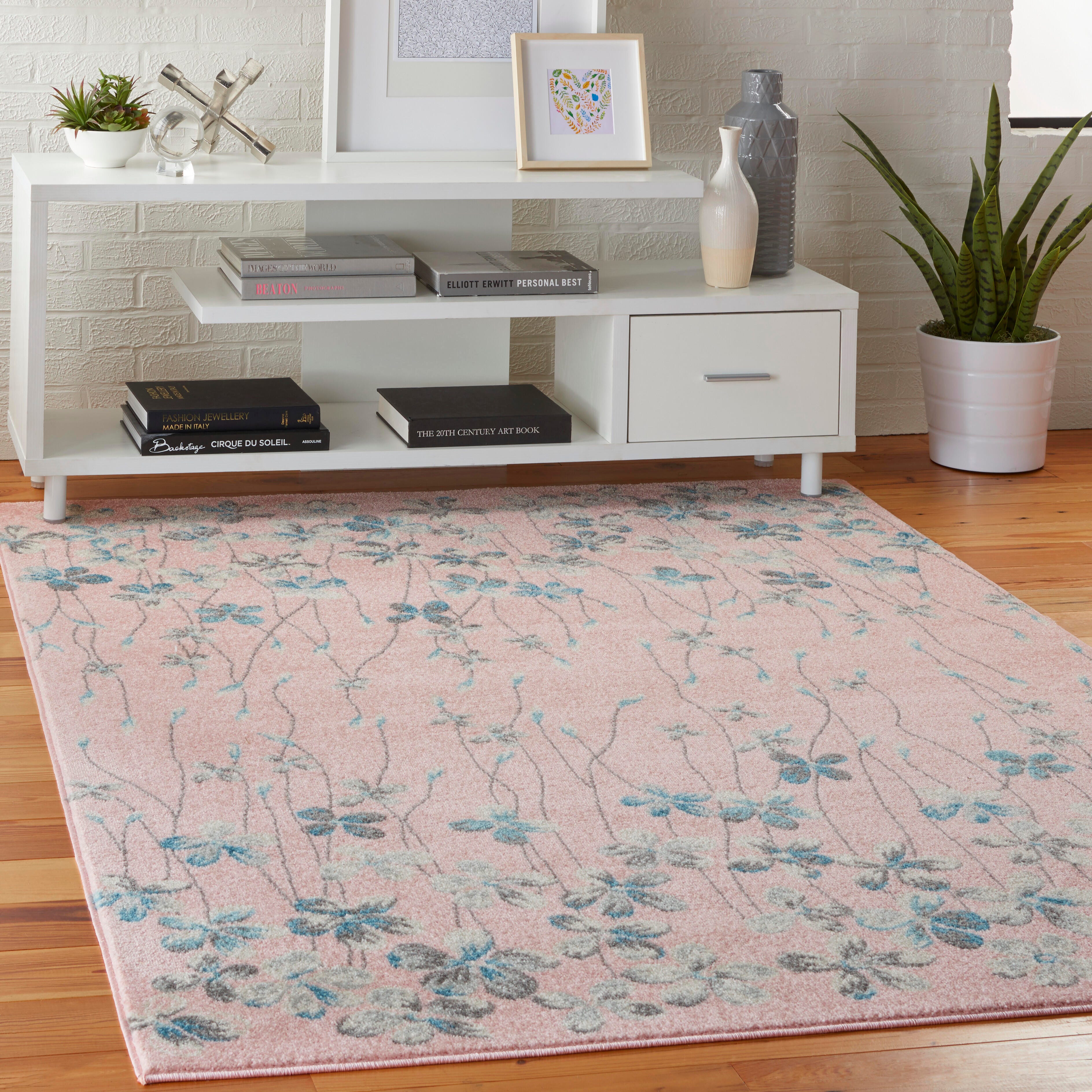 Nourison Nourison Tranquil 6' x 9' Pink Contemporary Indoor Rug, Pink, large