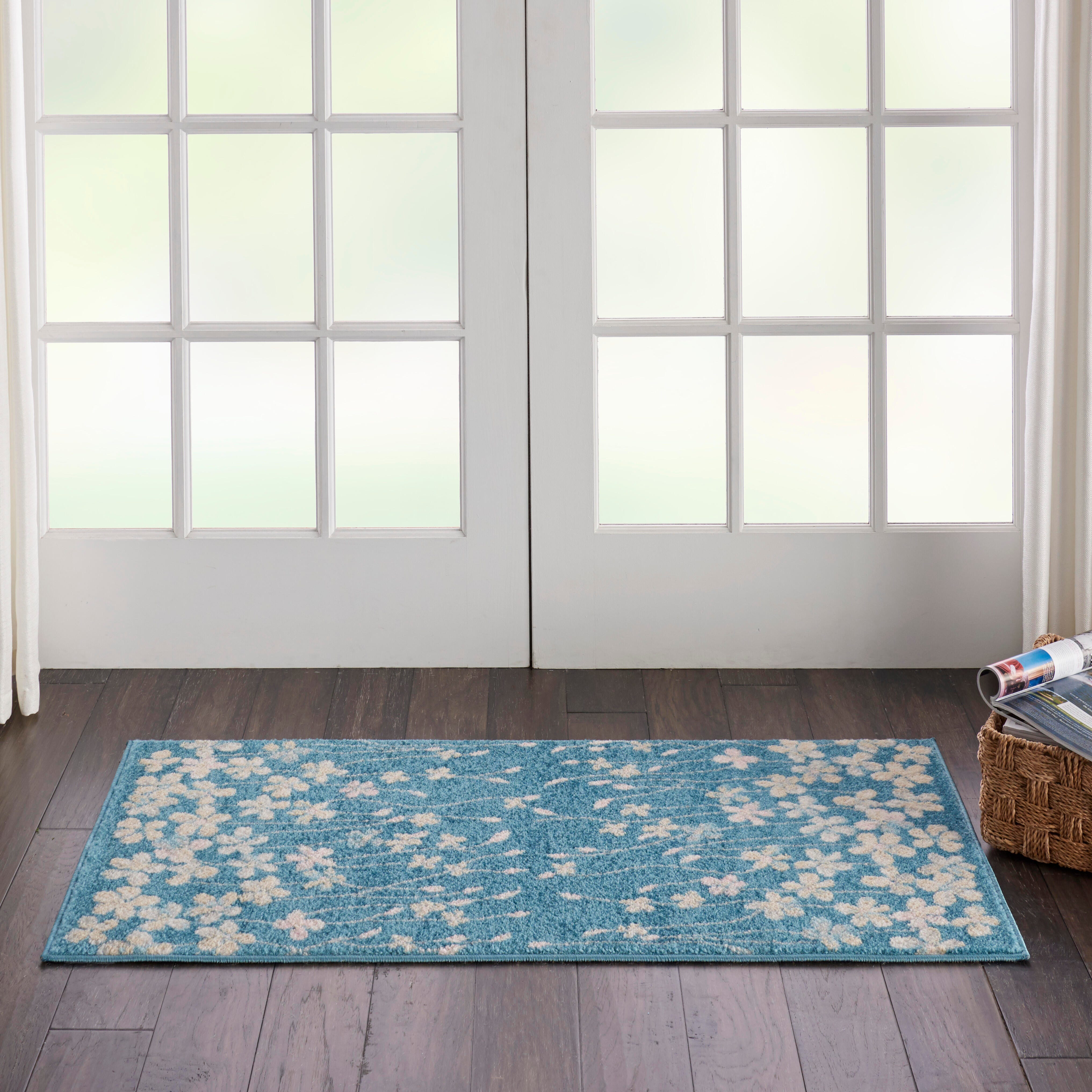 Nourison Nourison Tranquil 2' x 4' Turquoise Contemporary Indoor Rug, Turquoise, large