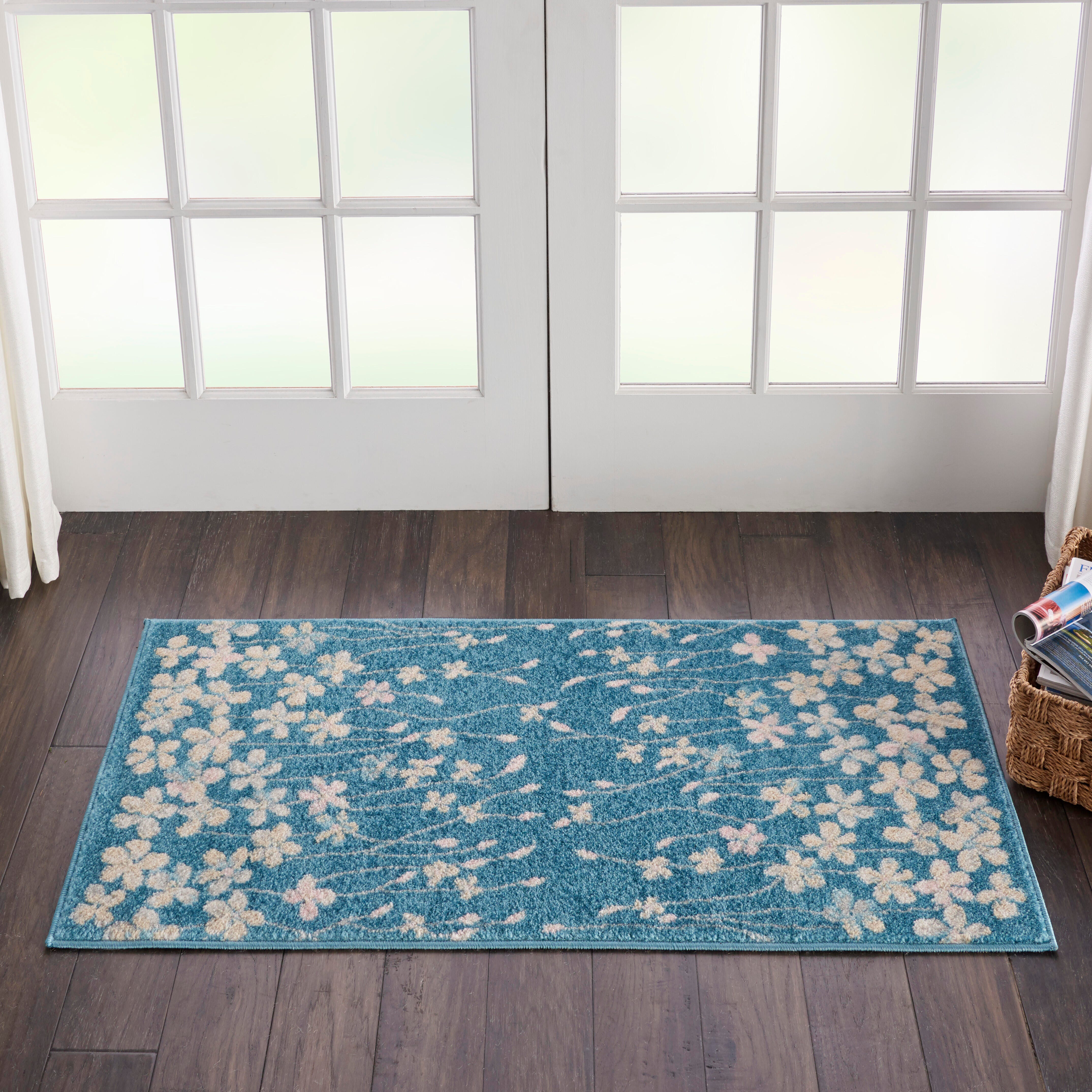 Nourison Nourison Tranquil 2' x 4' Turquoise Contemporary Indoor Rug, Turquoise, large