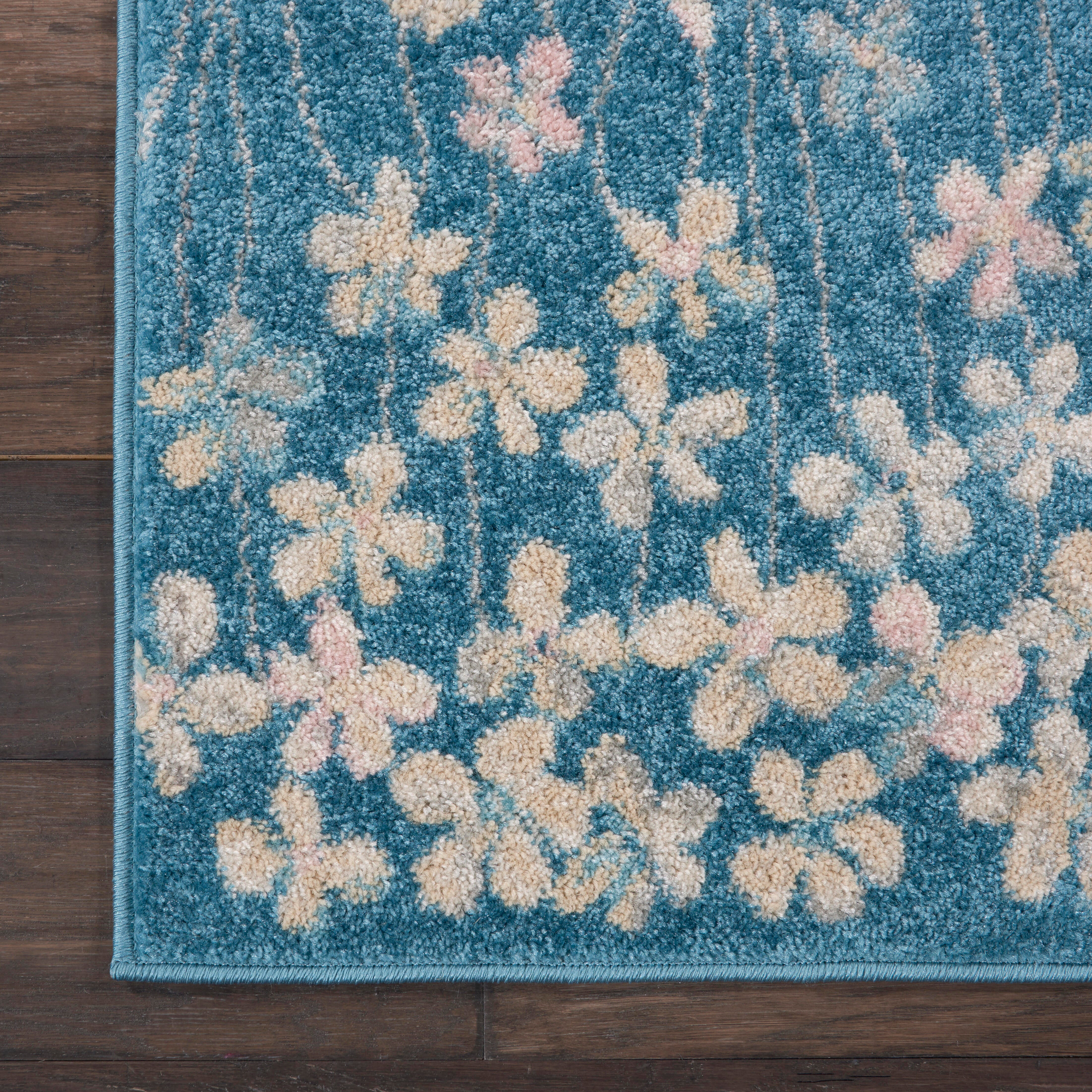 Nourison Nourison Tranquil 2'3" x 7'3" Turquoise Contemporary Indoor Rug, Turquoise, large