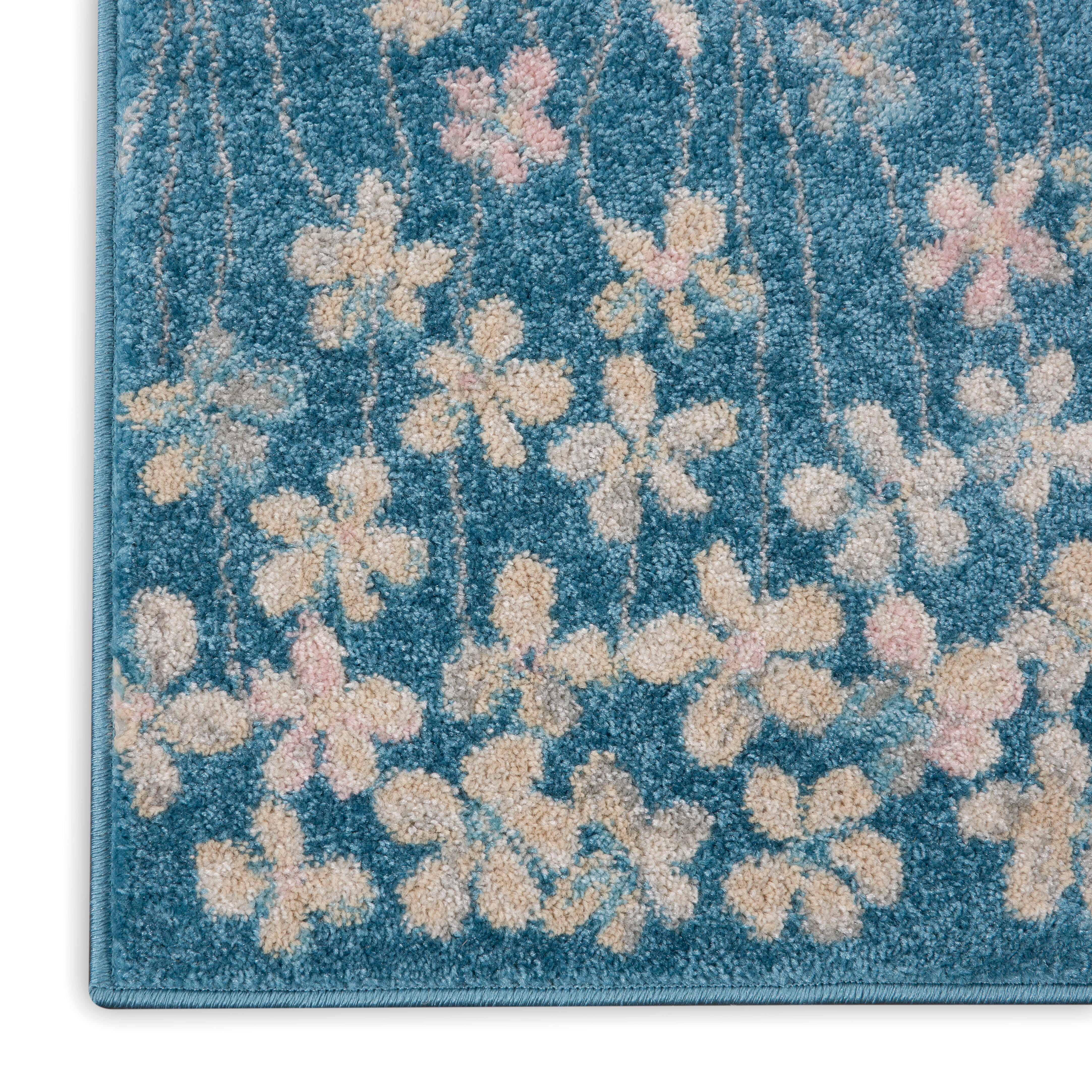 Nourison Nourison Tranquil 2'3" x 7'3" Turquoise Contemporary Indoor Rug, Turquoise, large