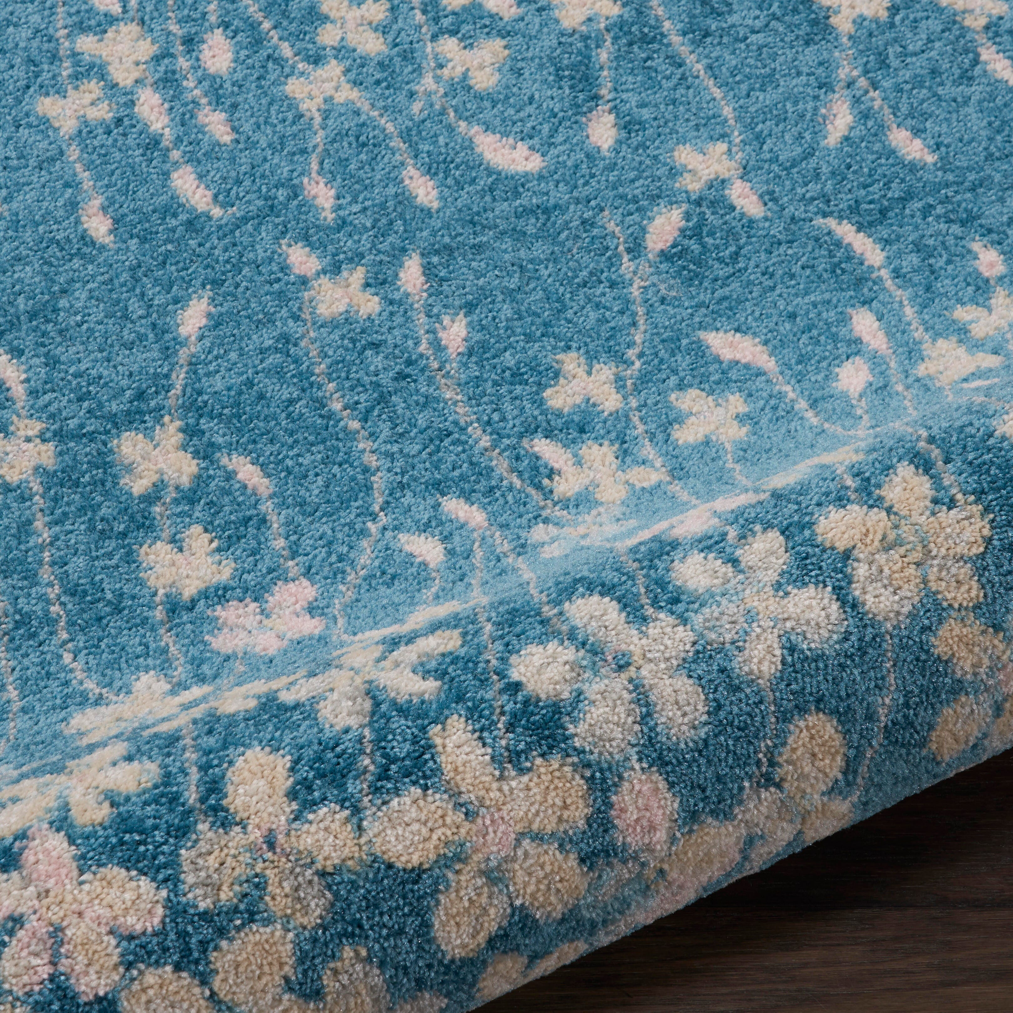 Nourison Nourison Tranquil 2'3" x 7'3" Turquoise Contemporary Indoor Rug, Turquoise, large