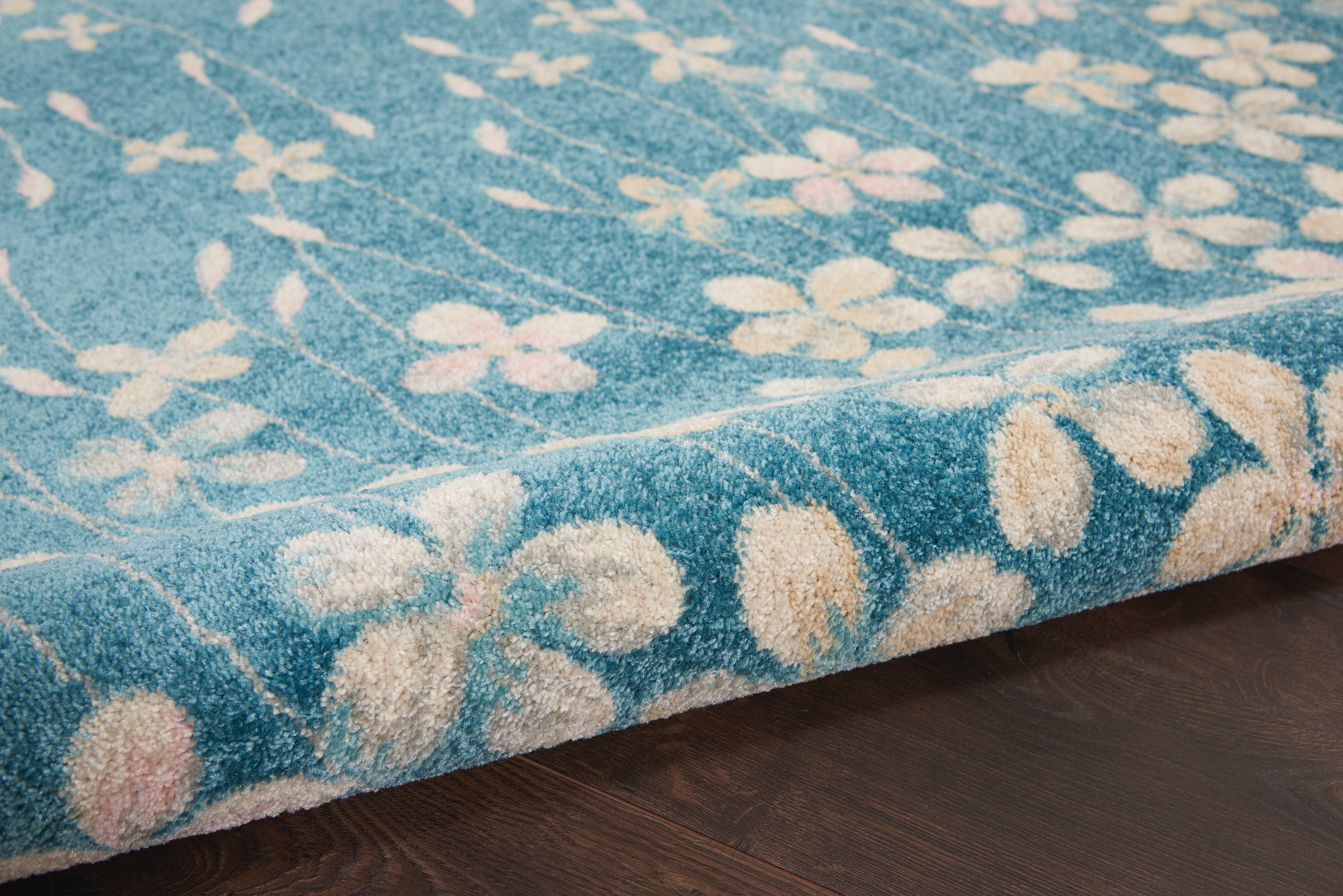 Nourison Nourison Tranquil 4' x 6' Turquoise Contemporary Indoor Rug, Turquoise, large