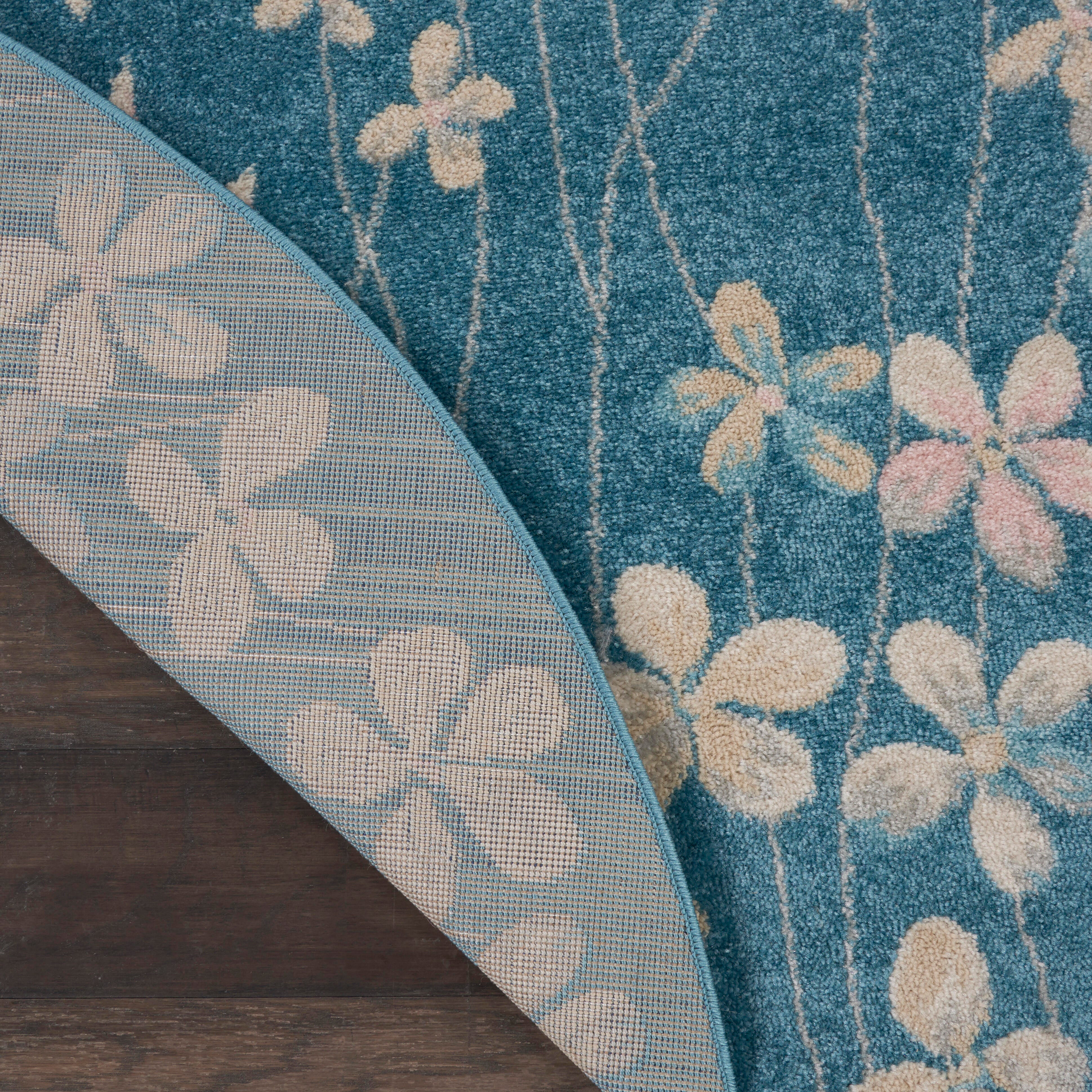 Nourison Nourison Tranquil 5'3" x ROUND Turquoise Contemporary Indoor Rug, Turquoise, large