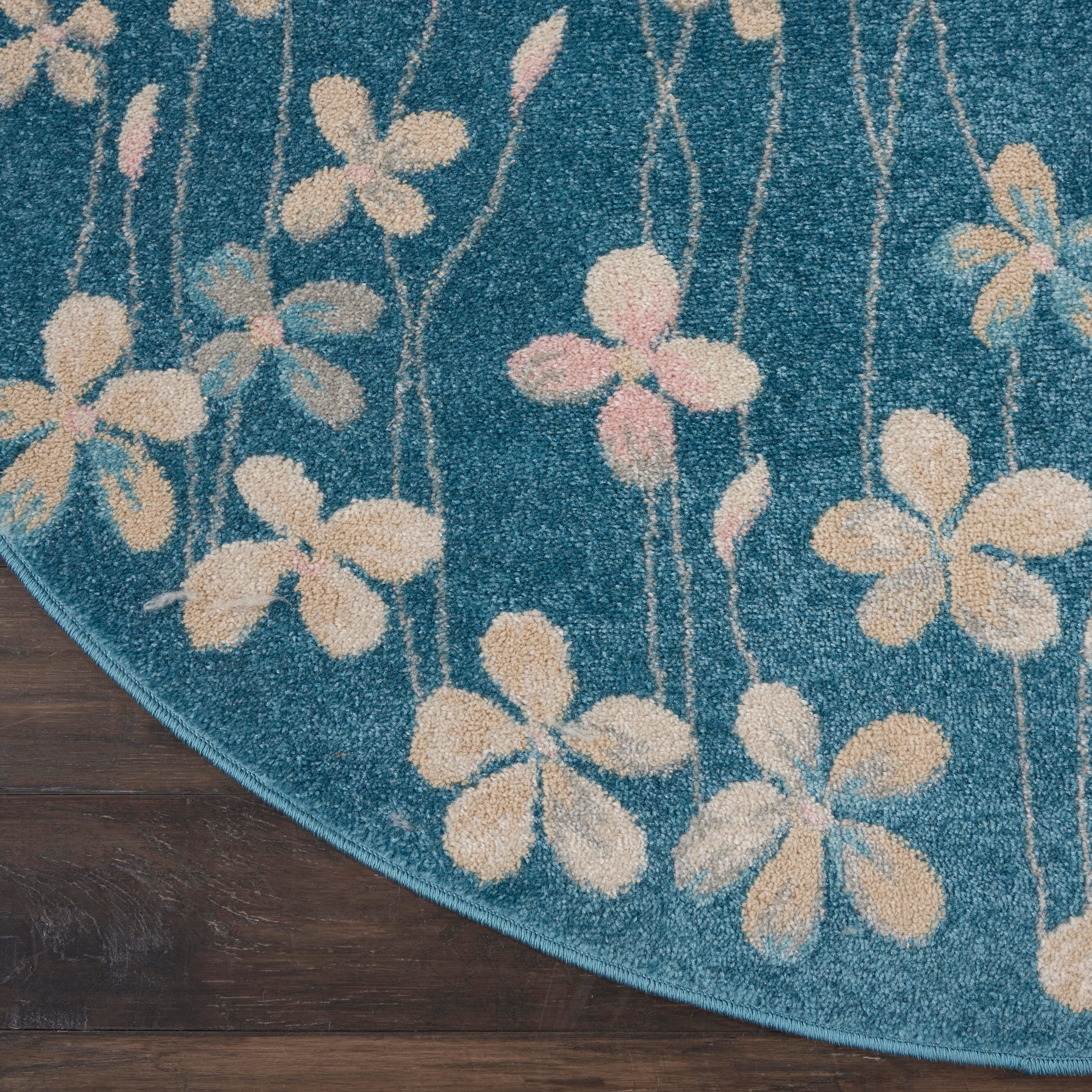 Nourison Nourison Tranquil 5'3" x ROUND Turquoise Contemporary Indoor Rug, Turquoise, large