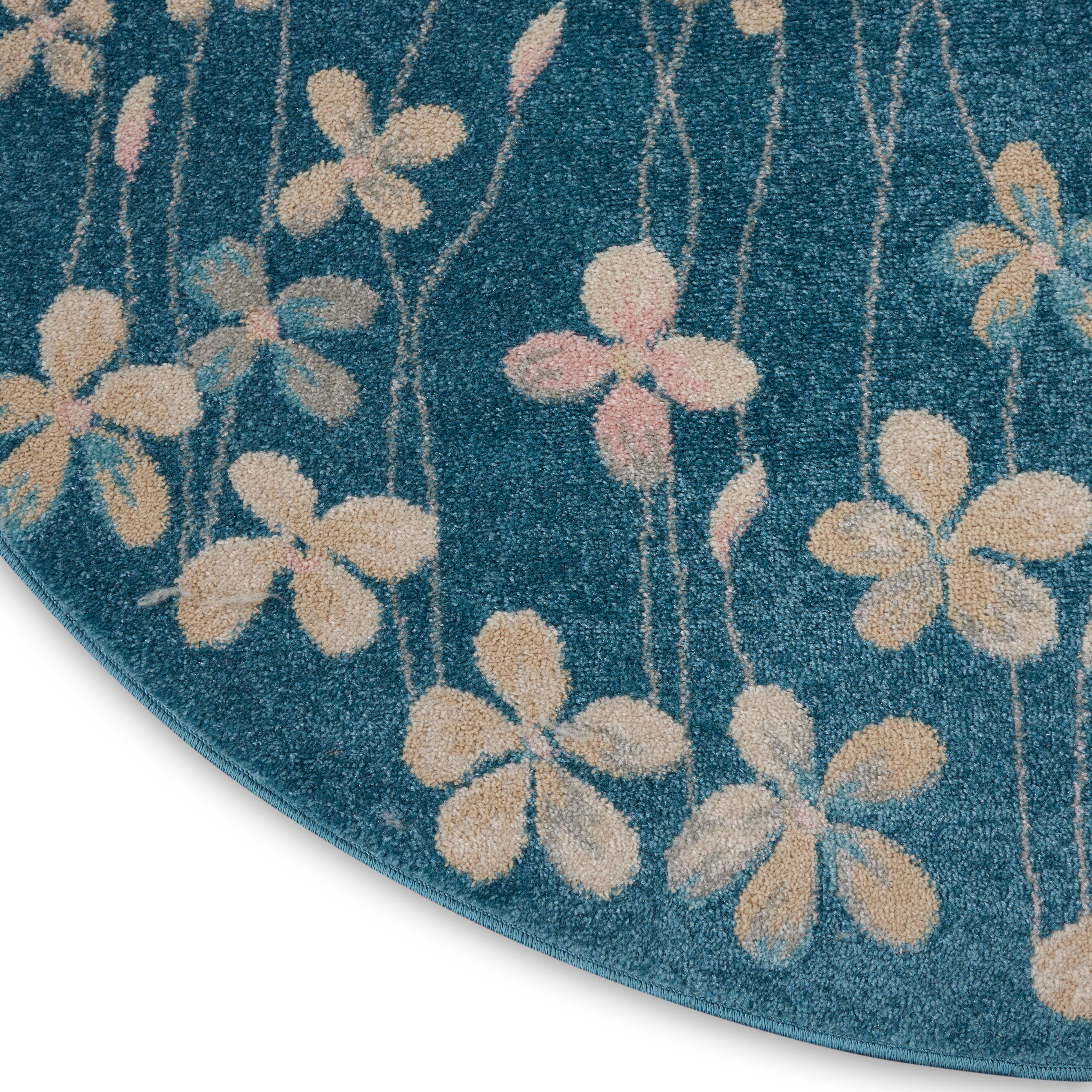 Nourison Nourison Tranquil 5'3" x ROUND Turquoise Contemporary Indoor Rug, Turquoise, large