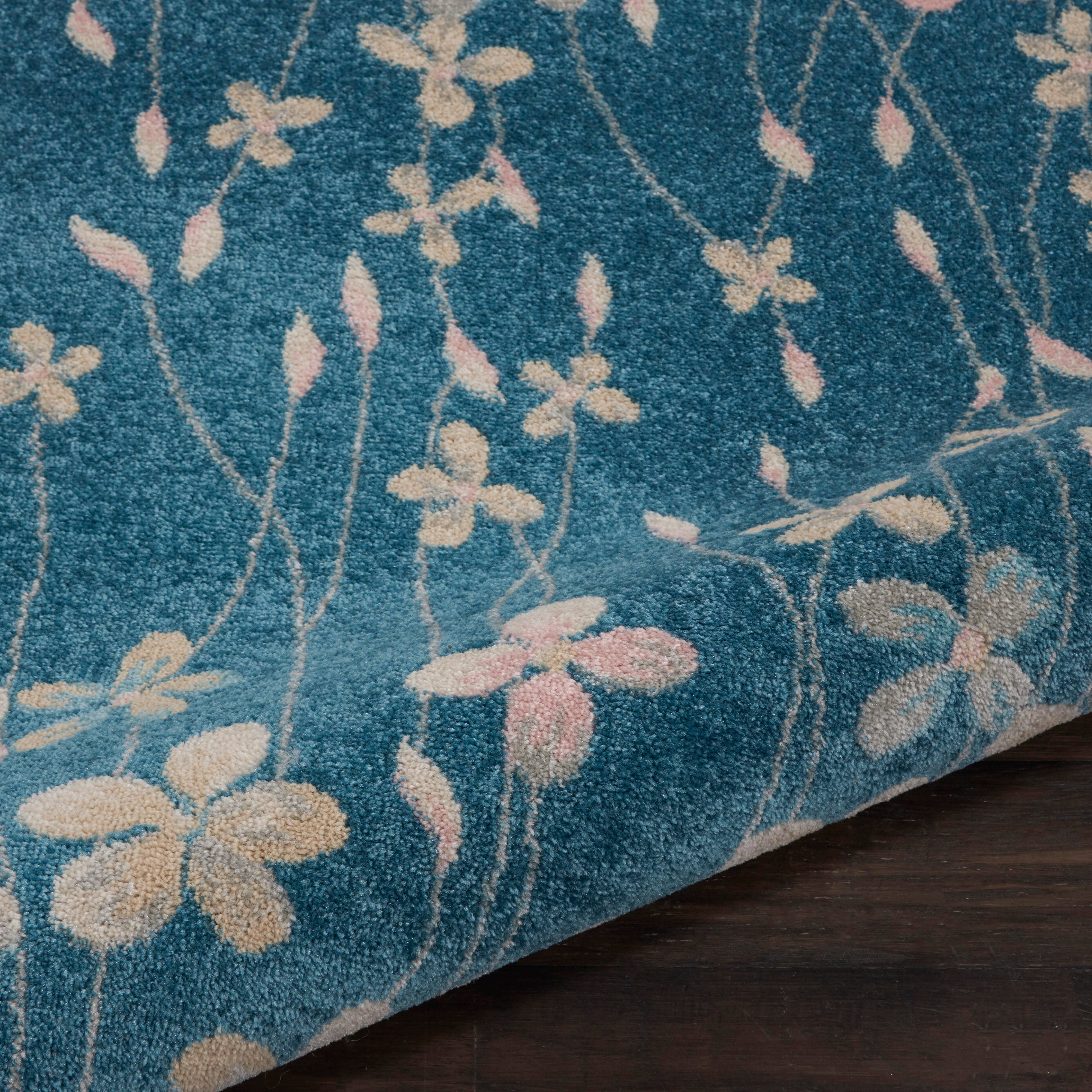 Nourison Nourison Tranquil 5'3" x ROUND Turquoise Contemporary Indoor Rug, Turquoise, large