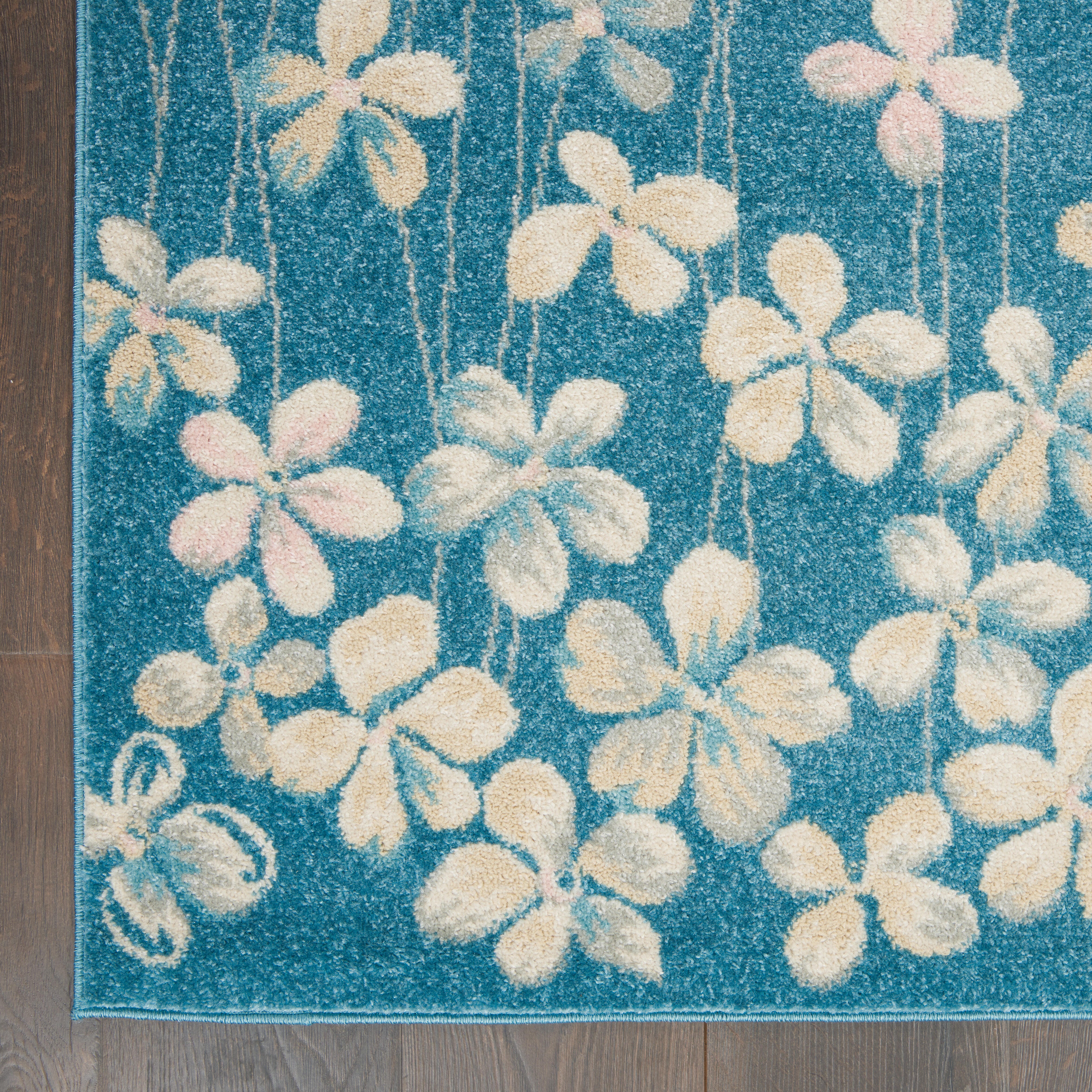 Nourison Nourison Tranquil 6' x 9' Turquoise Contemporary Indoor Rug, Turquoise, large