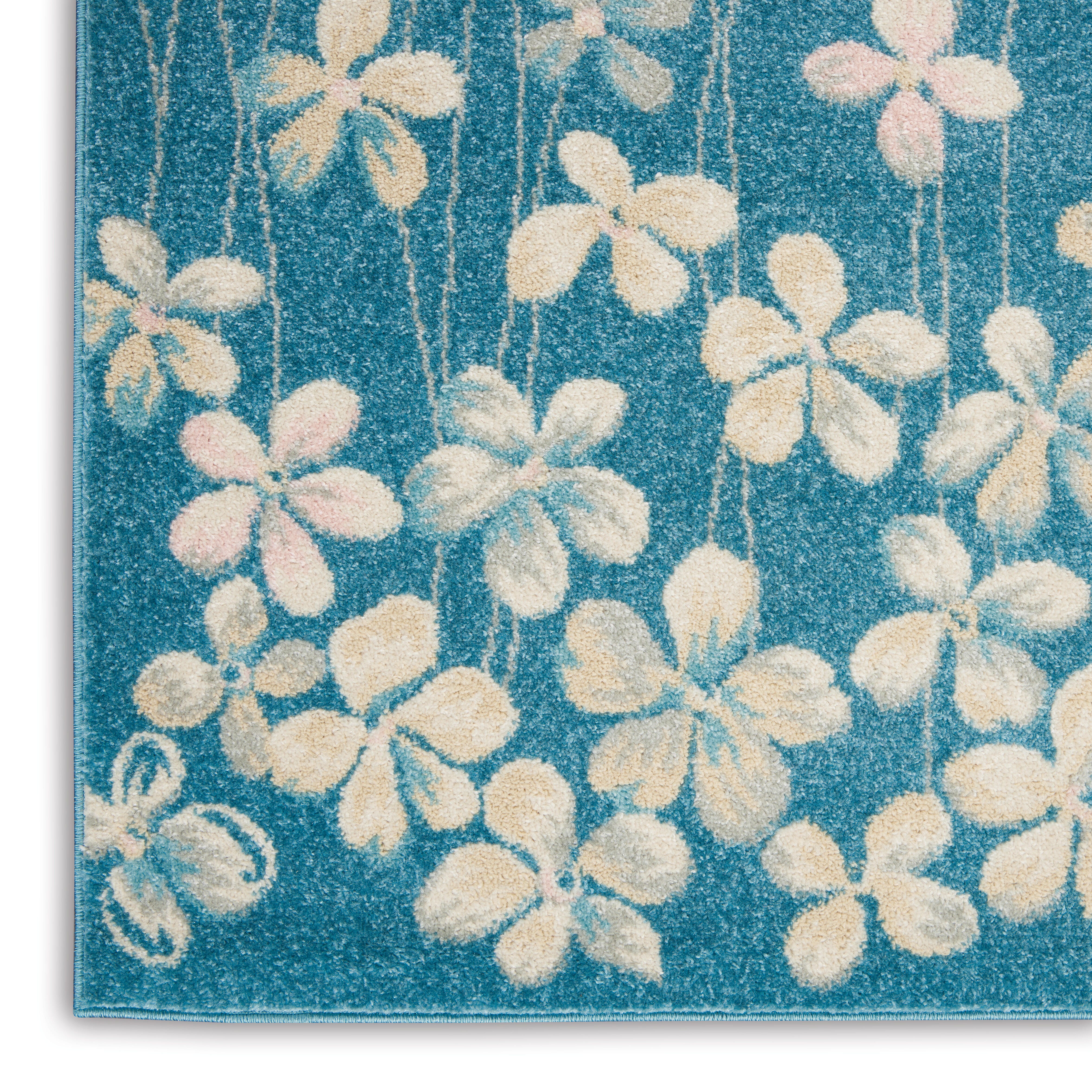 Nourison Nourison Tranquil 6' x 9' Turquoise Contemporary Indoor Rug, Turquoise, large