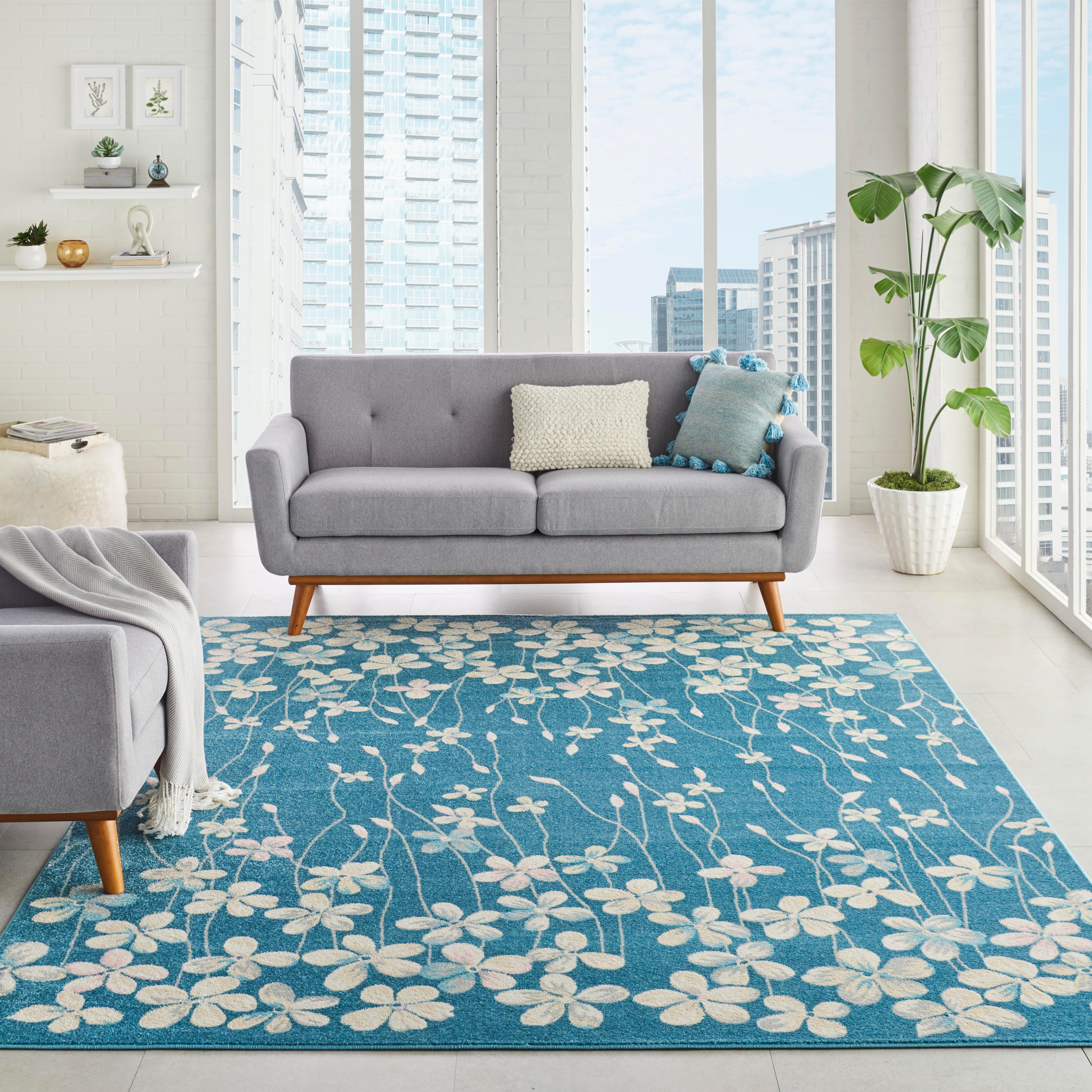 Nourison Nourison Tranquil 8' x 10' Turquoise Contemporary Indoor Rug, Turquoise, large