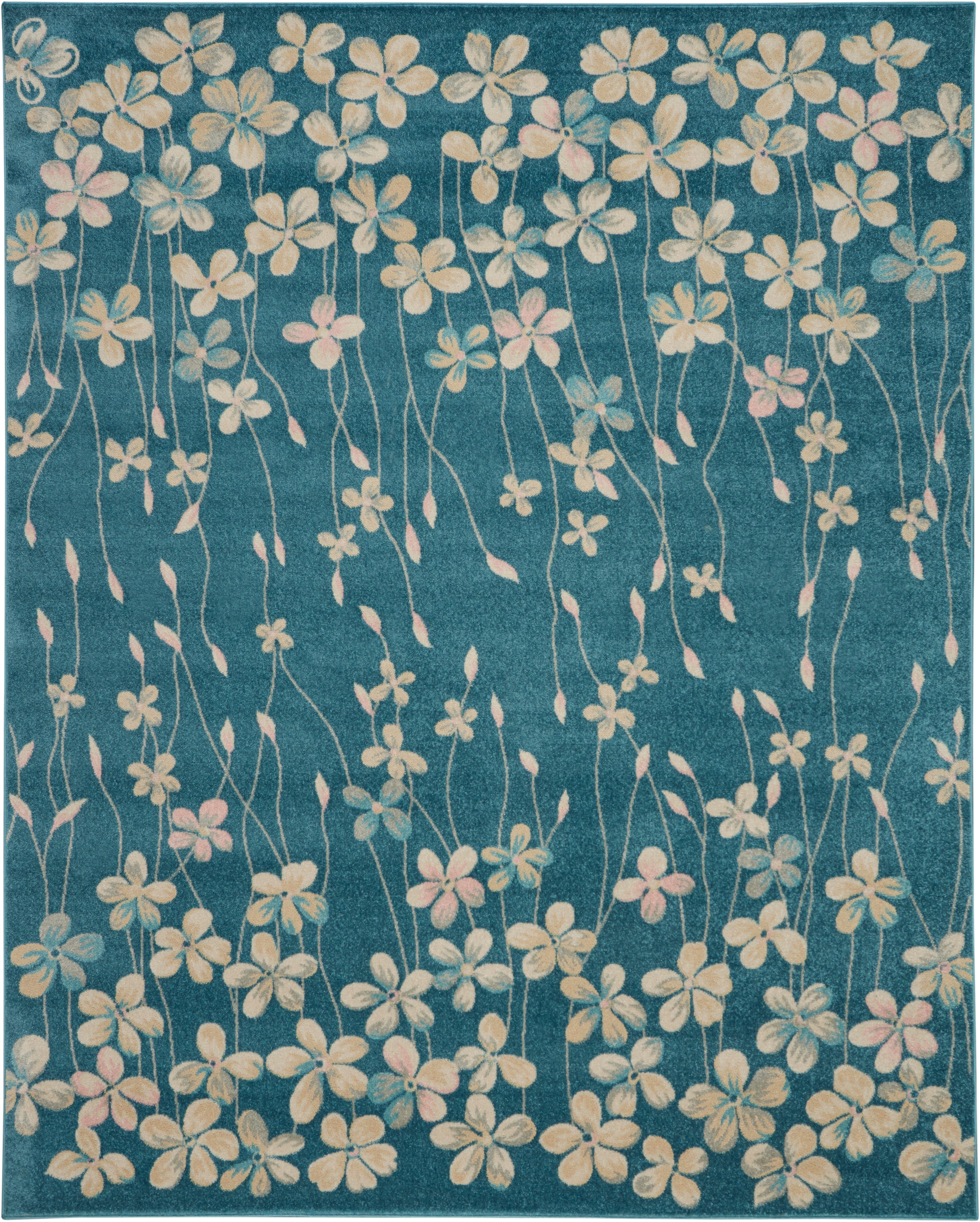 Nourison Nourison Tranquil 8' x 10' Turquoise Contemporary Indoor Rug, Turquoise, large