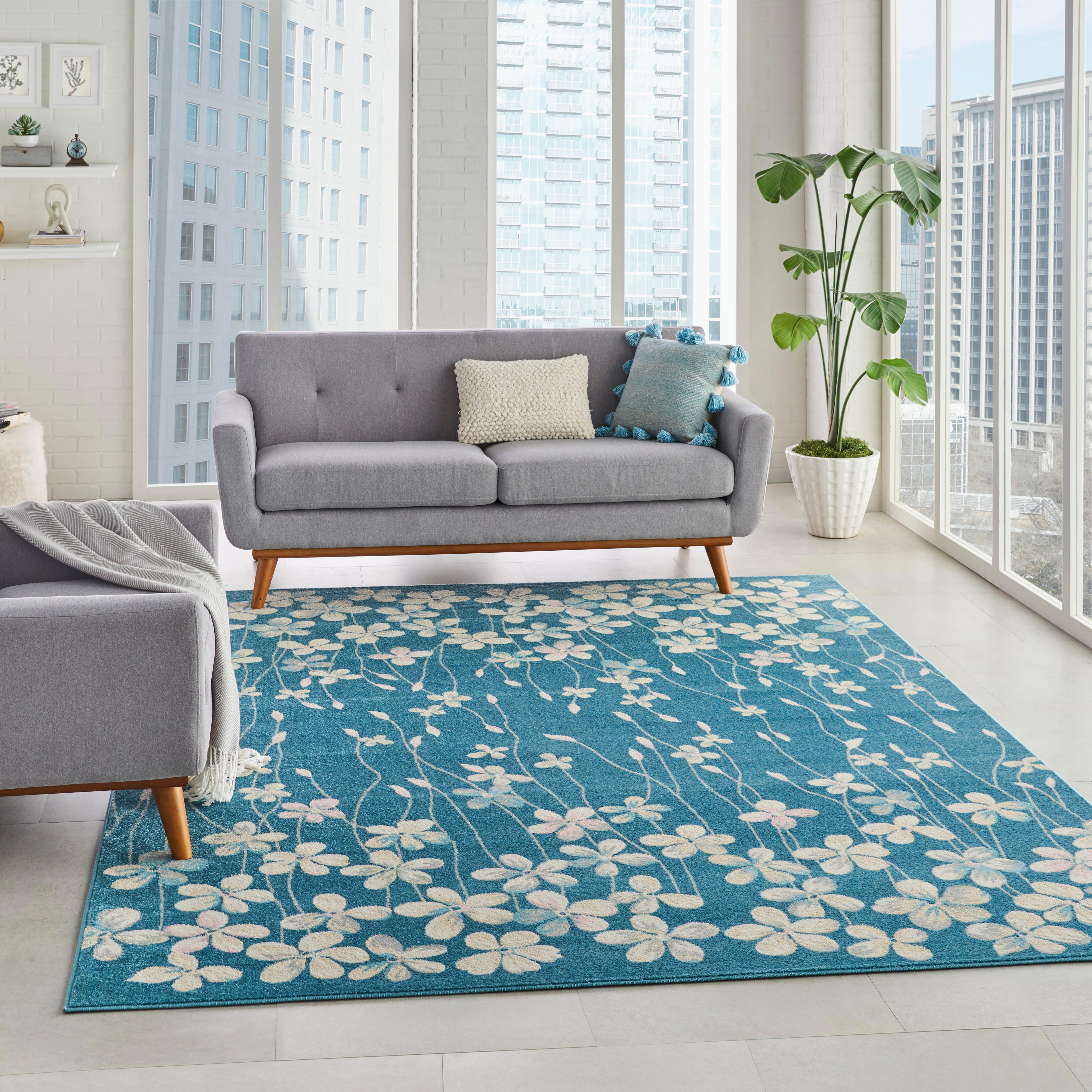Nourison Nourison Tranquil 8' x 10' Turquoise Contemporary Indoor Rug, Turquoise, large