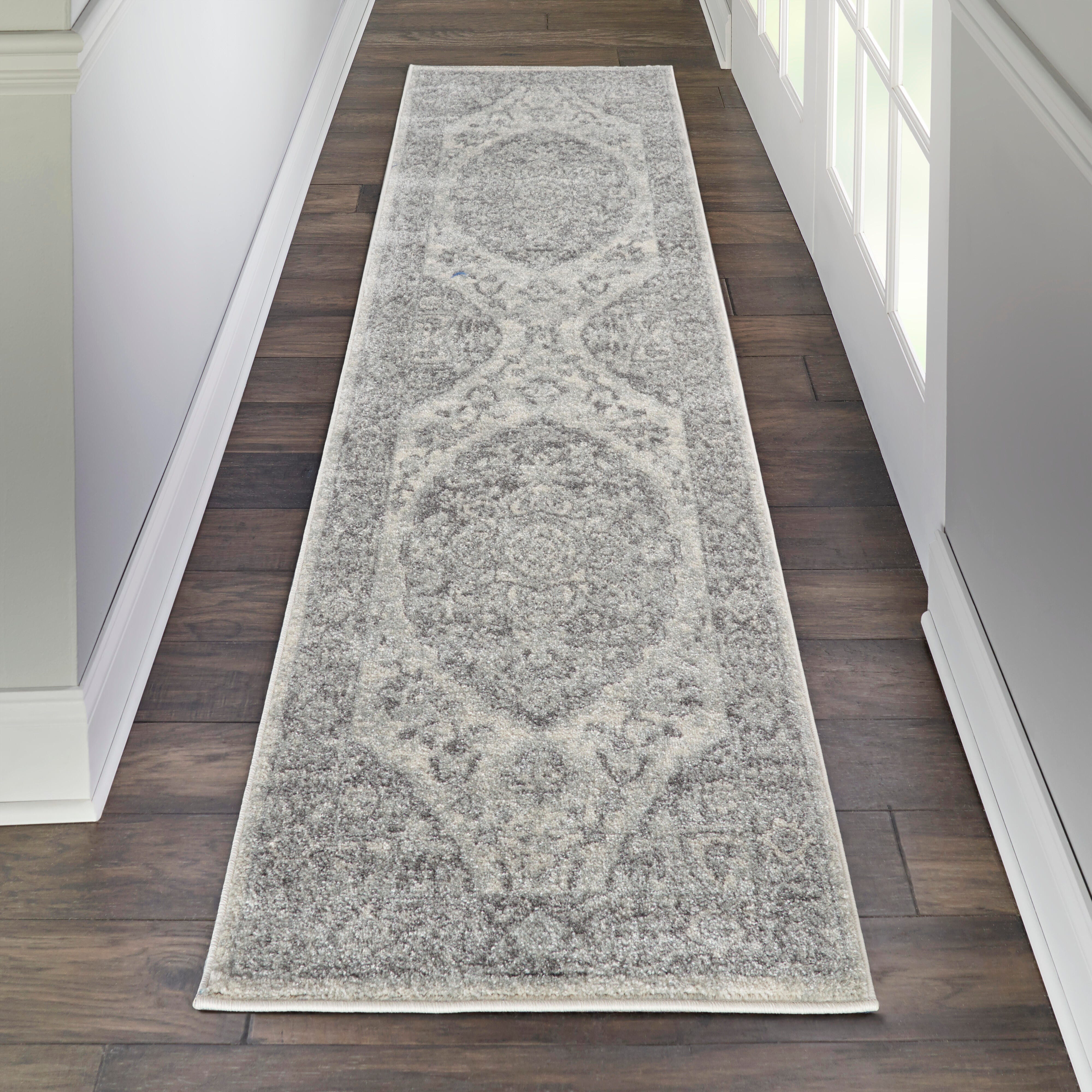 Nourison Home Nourison Tranquil 2'3" x 7'3" Ivory/Grey Vintage Indoor Rug, Ivory/Gray, rollover