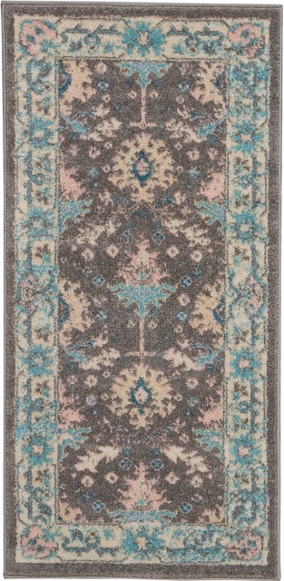 Nourison Nourison Tranquil 2' x 4' Grey/Pink Persian Indoor Rug