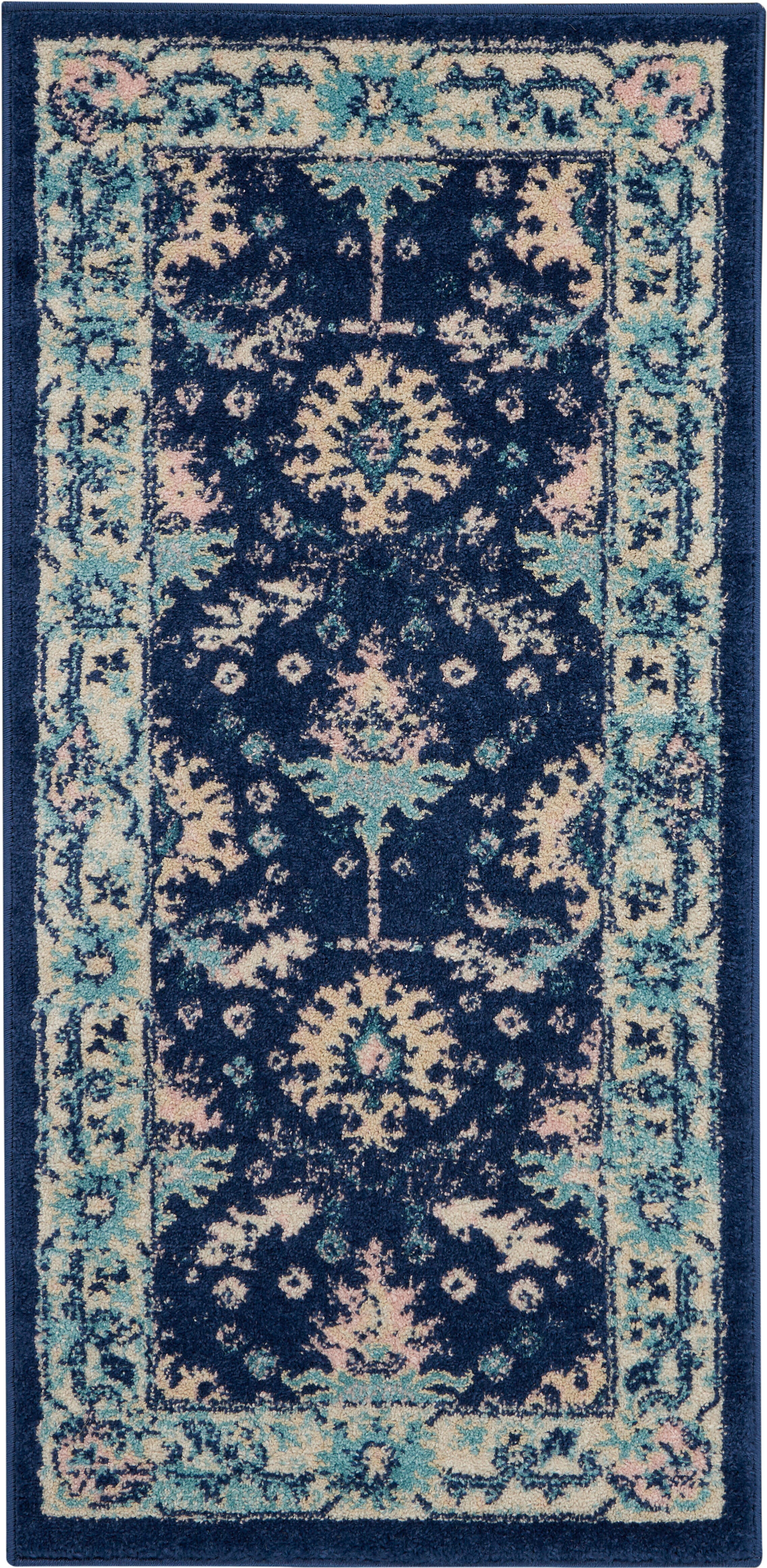 Nourison Nourison Tranquil 2' x 4' Navy/Ivory Persian Indoor Rug, Navy/Ivory, large