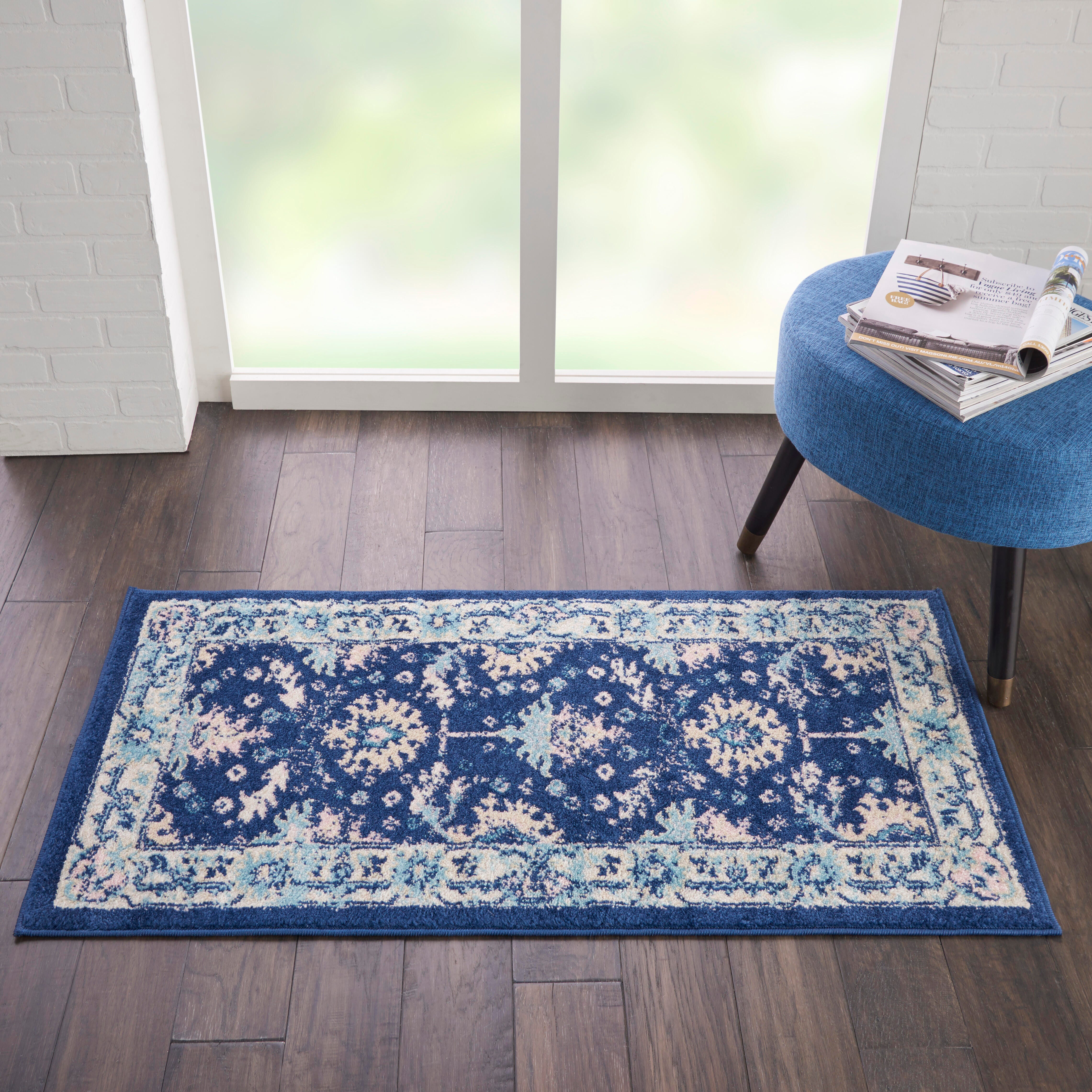 Nourison Nourison Tranquil 2' x 4' Navy/Ivory Persian Indoor Rug, Navy/Ivory, large