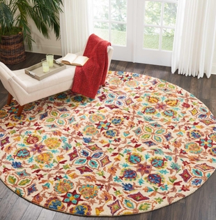 Nourison Home Nourison Vivid 8' x ROUND Ivory Bohemian Indoor Rug, Ivory, rollover