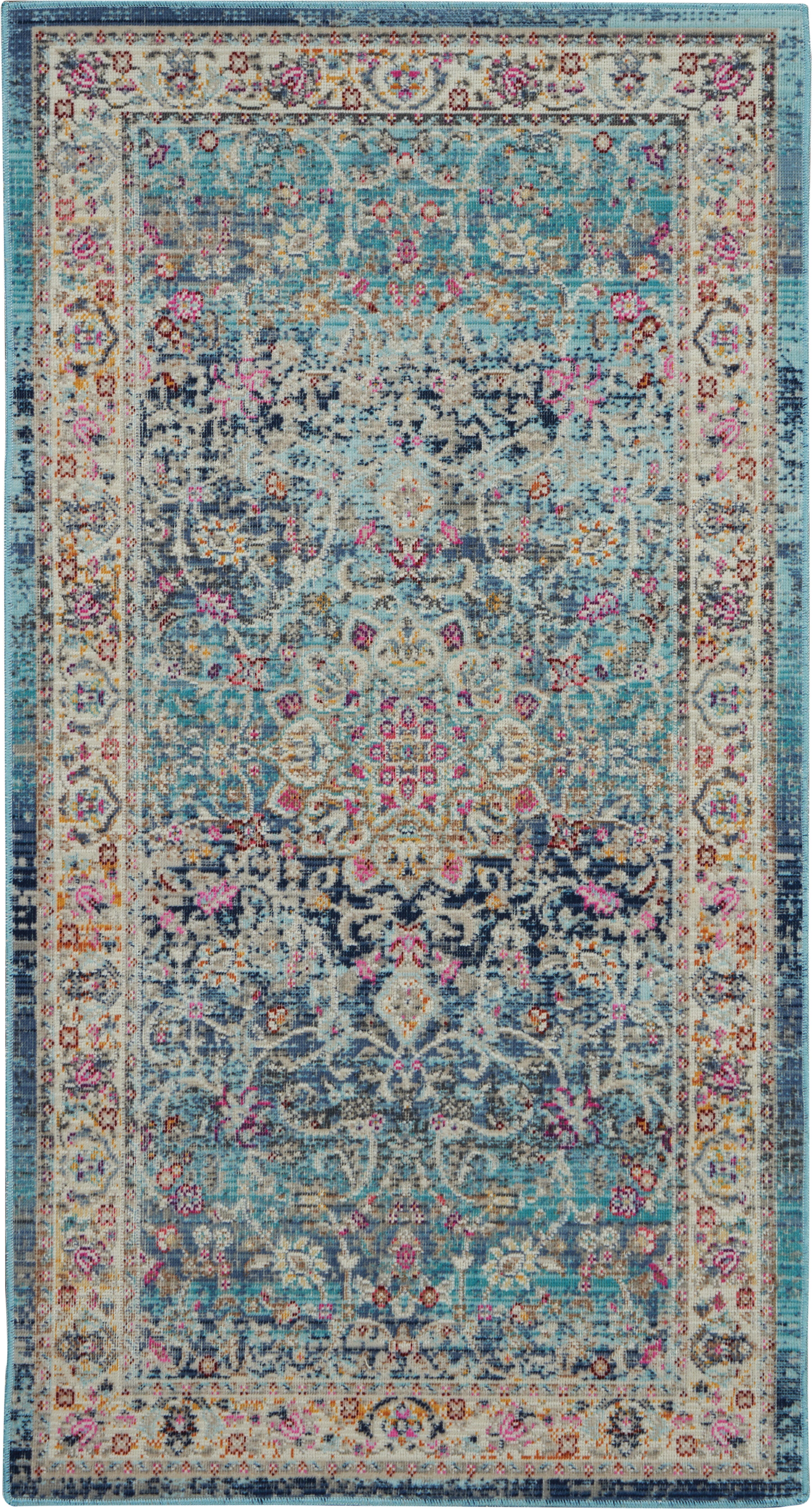 Nourison Nourison Vintage Kashan 2' x 4' Blue Vintage Indoor Rug, Blue, large