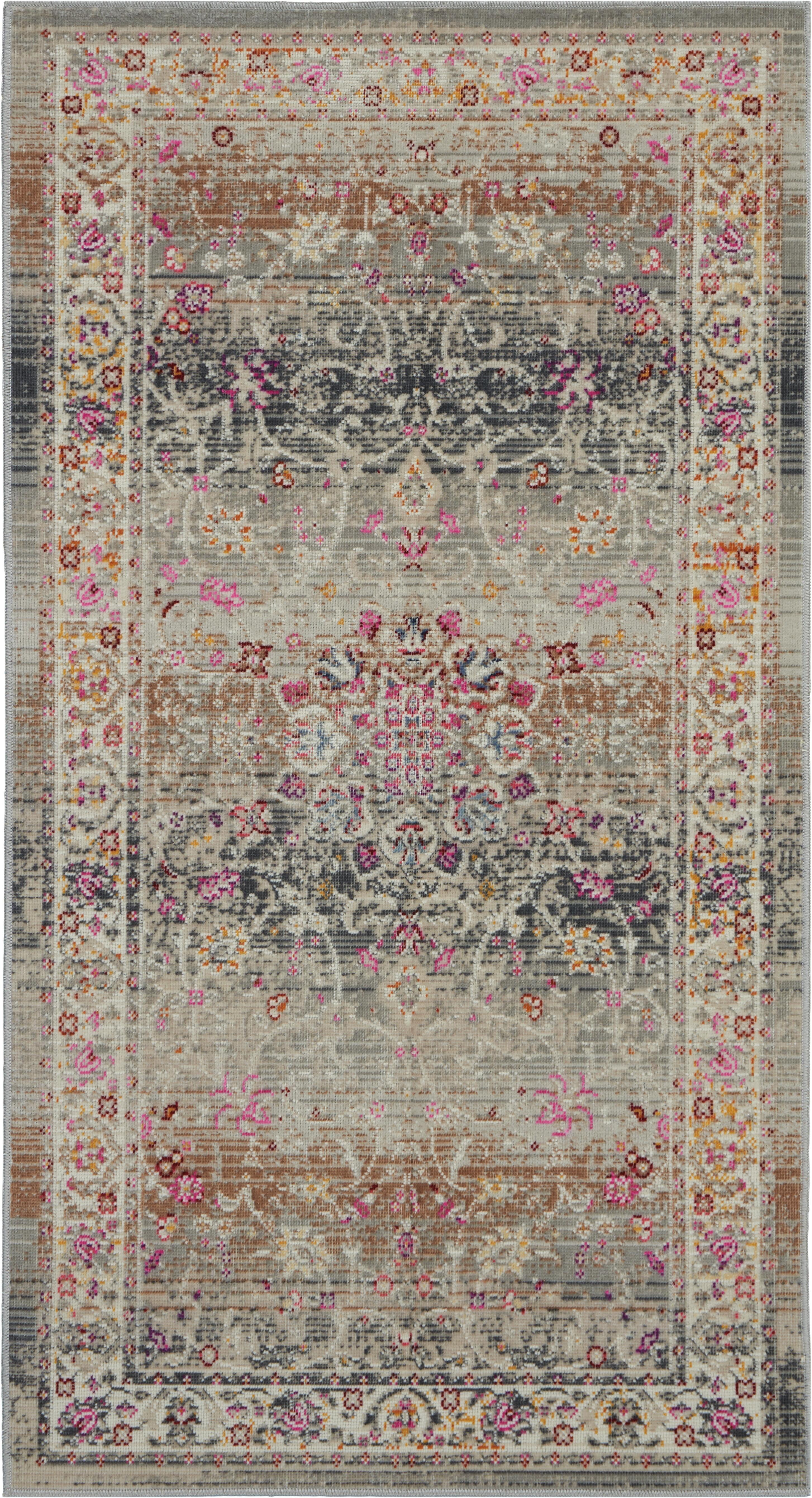 Nourison Nourison Vintage Kashan 2' x 4' Grey Vintage Indoor Rug, Gray, large
