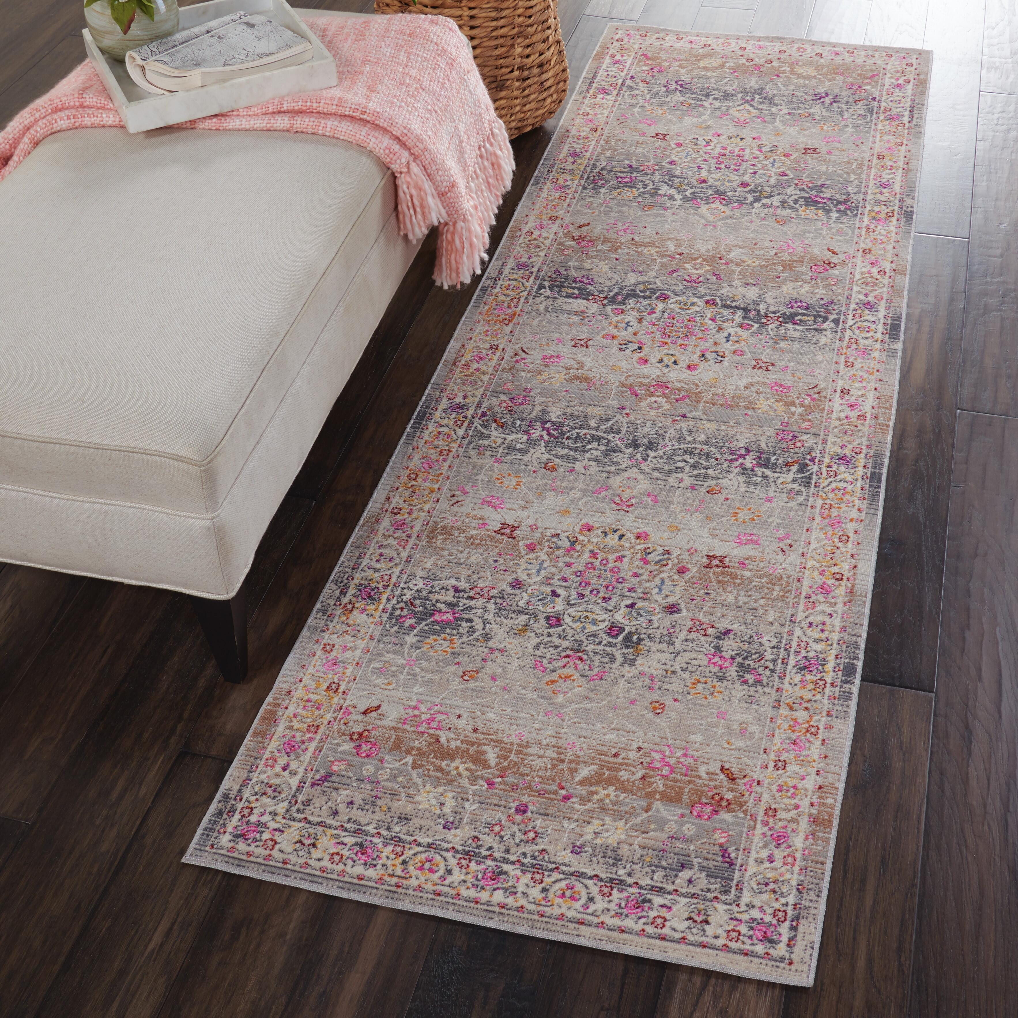 Nourison Nourison Vintage Kashan 2' x 6' Grey Vintage Indoor Rug, Gray, rollover