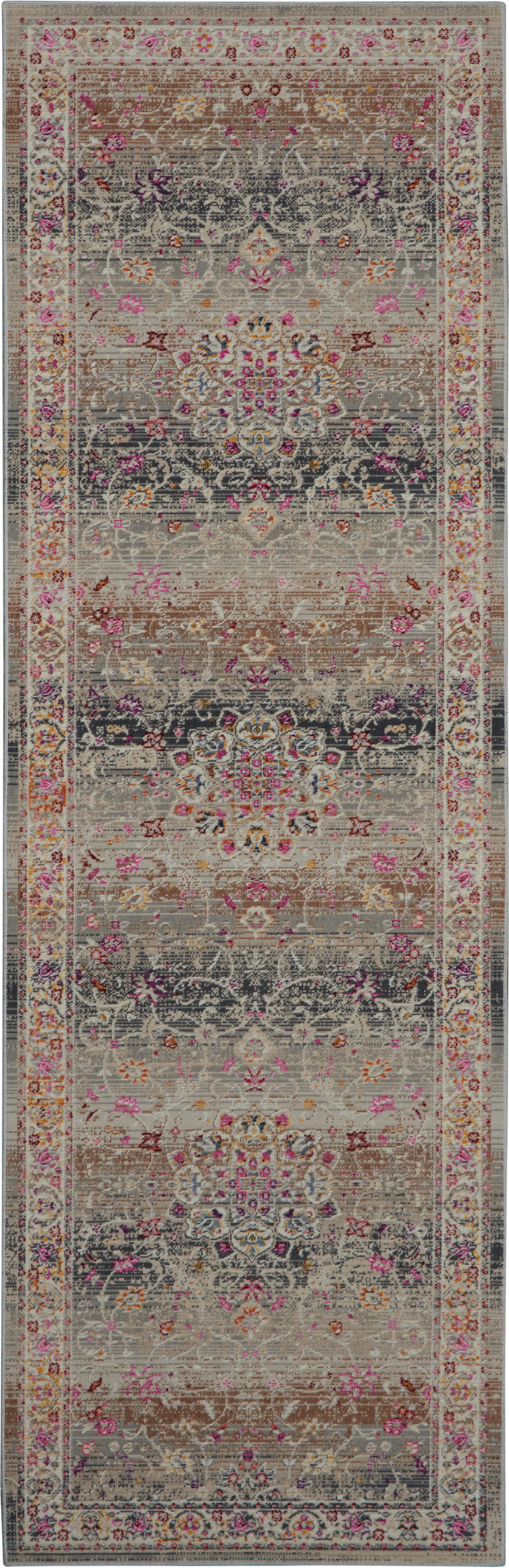 Nourison Nourison Vintage Kashan 2' x 6' Grey Vintage Indoor Rug, Gray, large