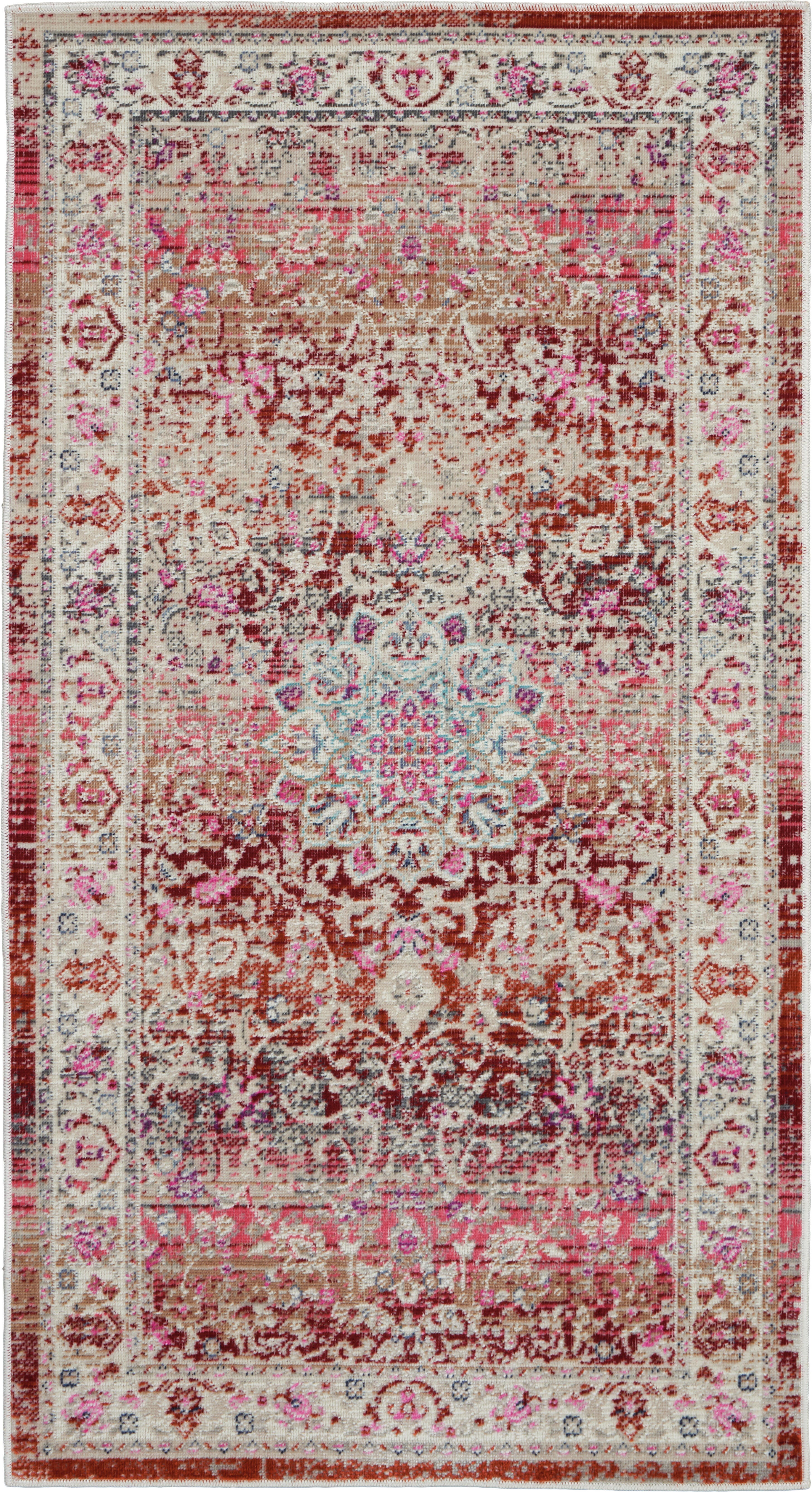 Nourison Nourison Vintage Kashan 2' x 4' Red Vintage Indoor Rug, Red, large
