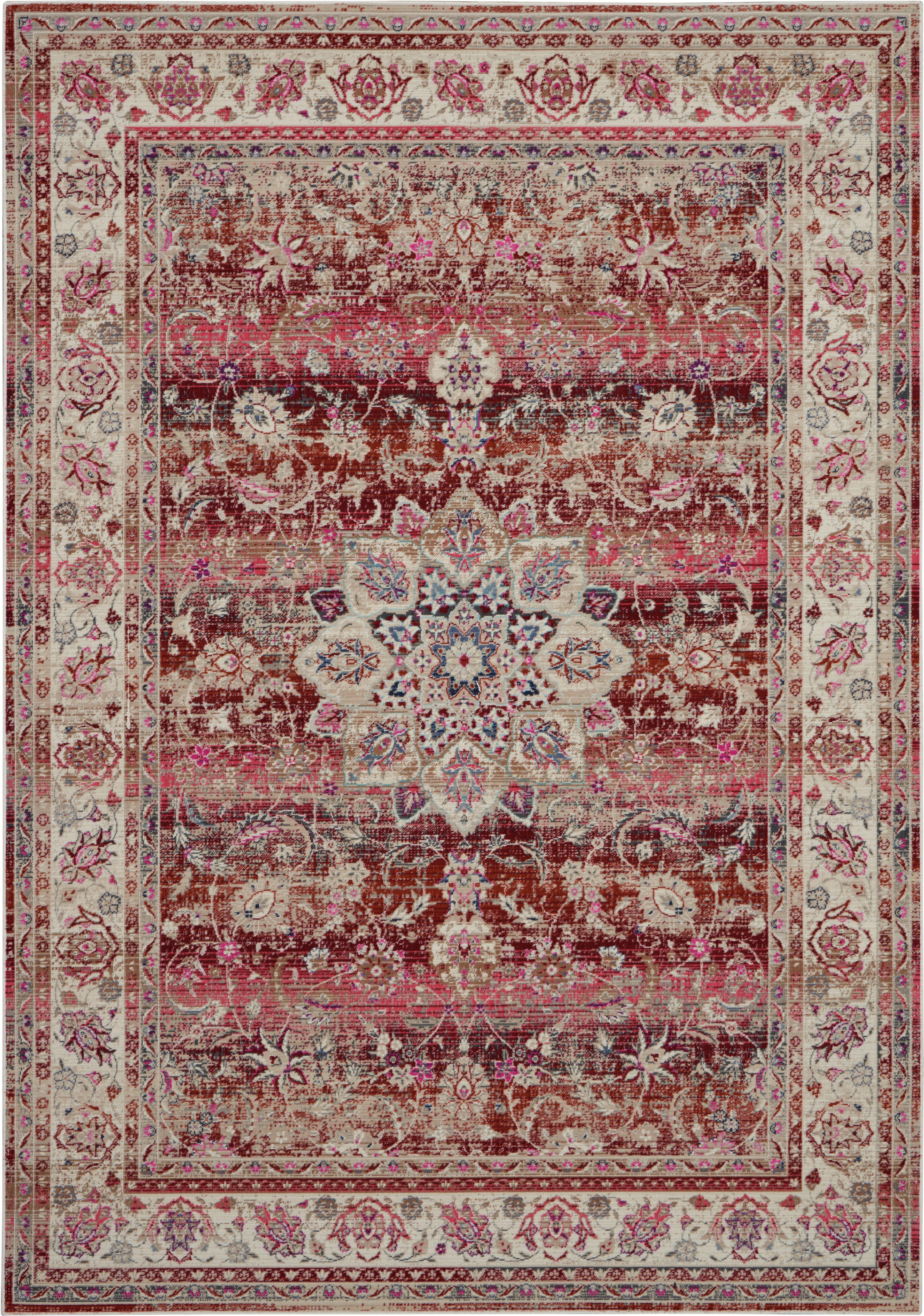 Nourison Nourison Vintage Kashan 4' x 6' Red Vintage Indoor Rug, Red, large