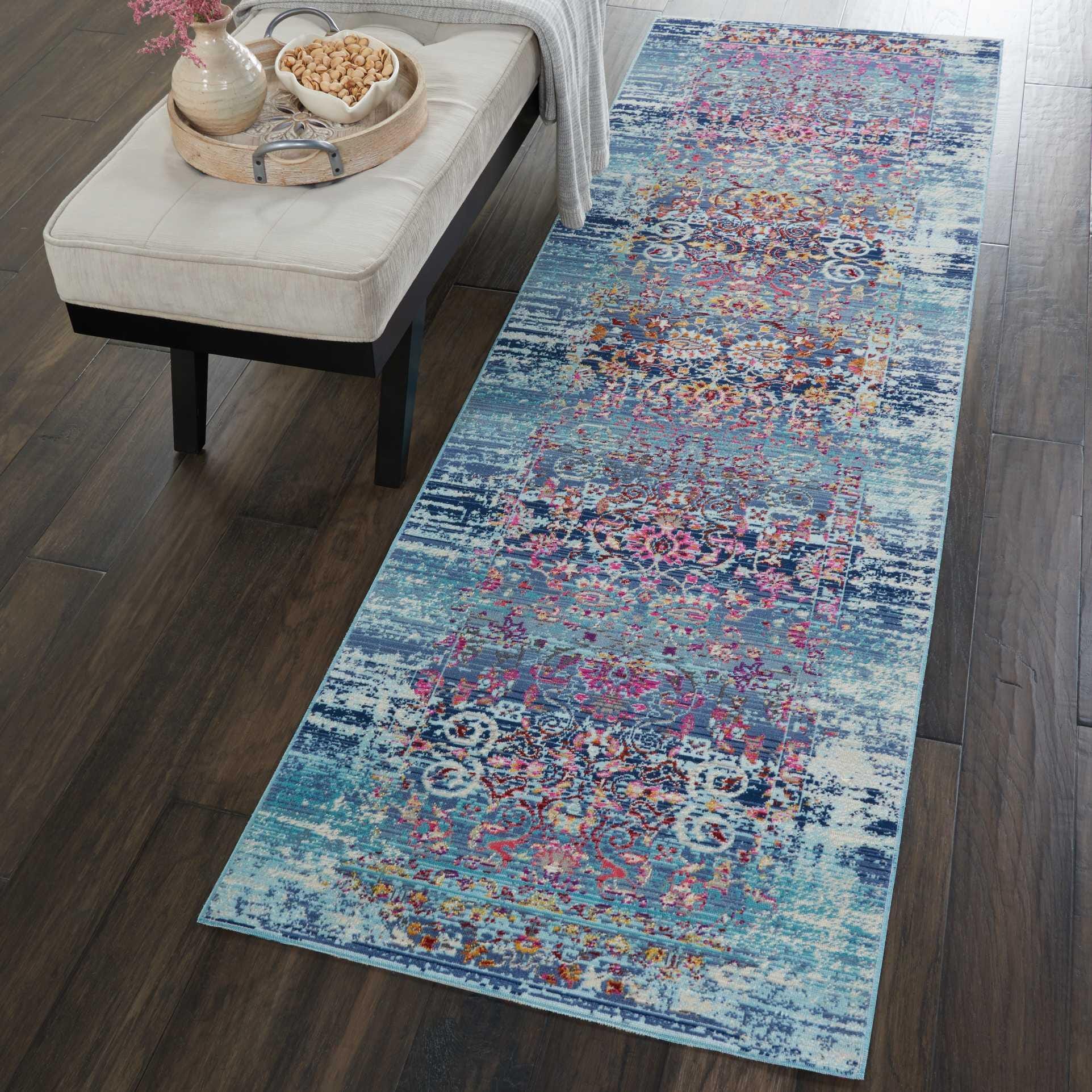 Nourison Nourison Vintage Kashan 2'4" x 8' Blue Vintage Indoor Rug, Blue, rollover